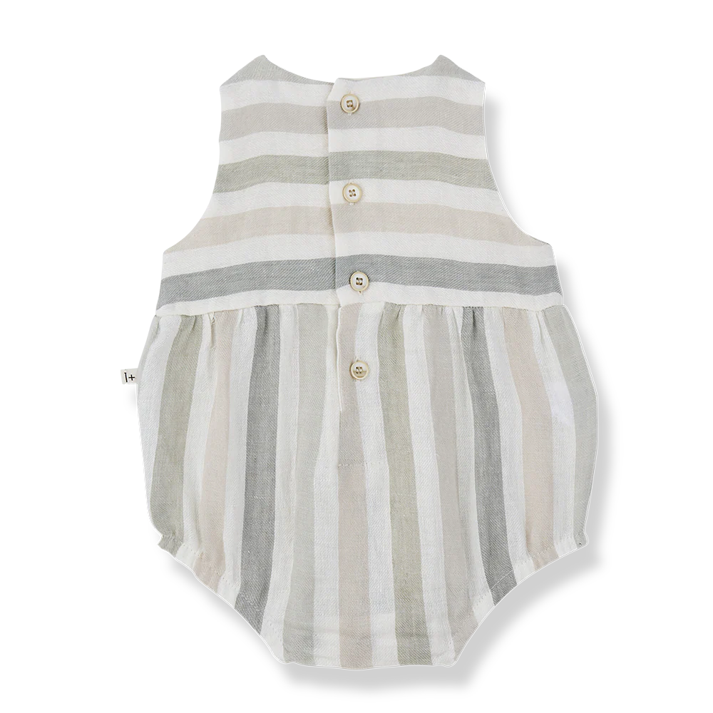 1+ IN THE FAMILY BEIGE STRIPED ROMPER [FINAL SALE] - Image 2