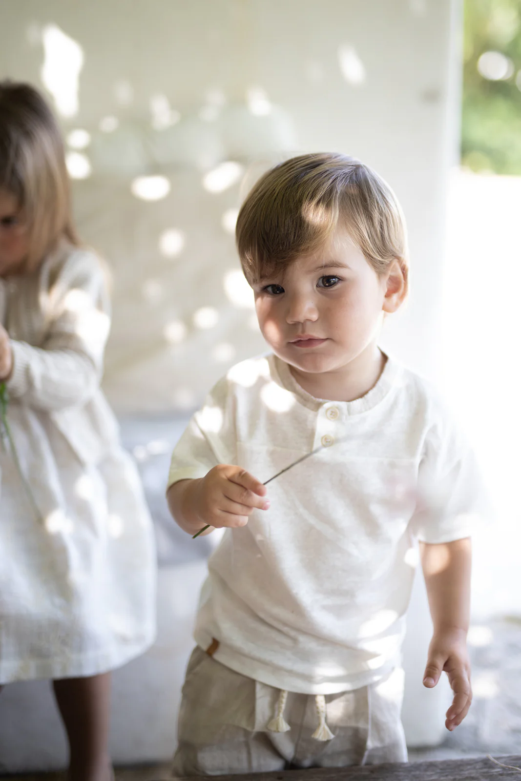 1+ IN THE FAMILY CREAM 2 BUTTON T-SHIRT [FINAL SALE] - Image 3