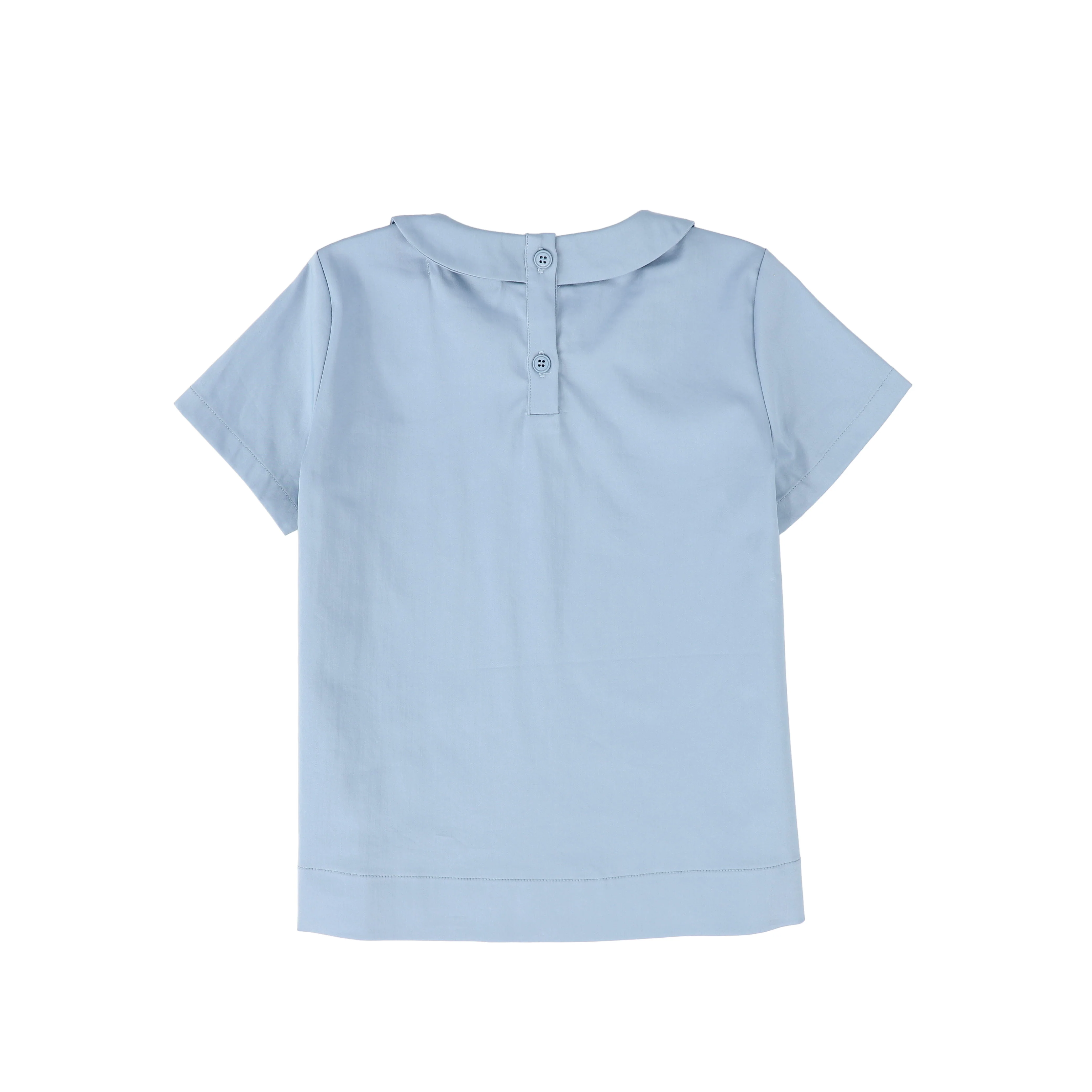 BACE COLLECTION BLUE POPLIN COLLAR BLOUSE [FINAL SALE] - Image 2