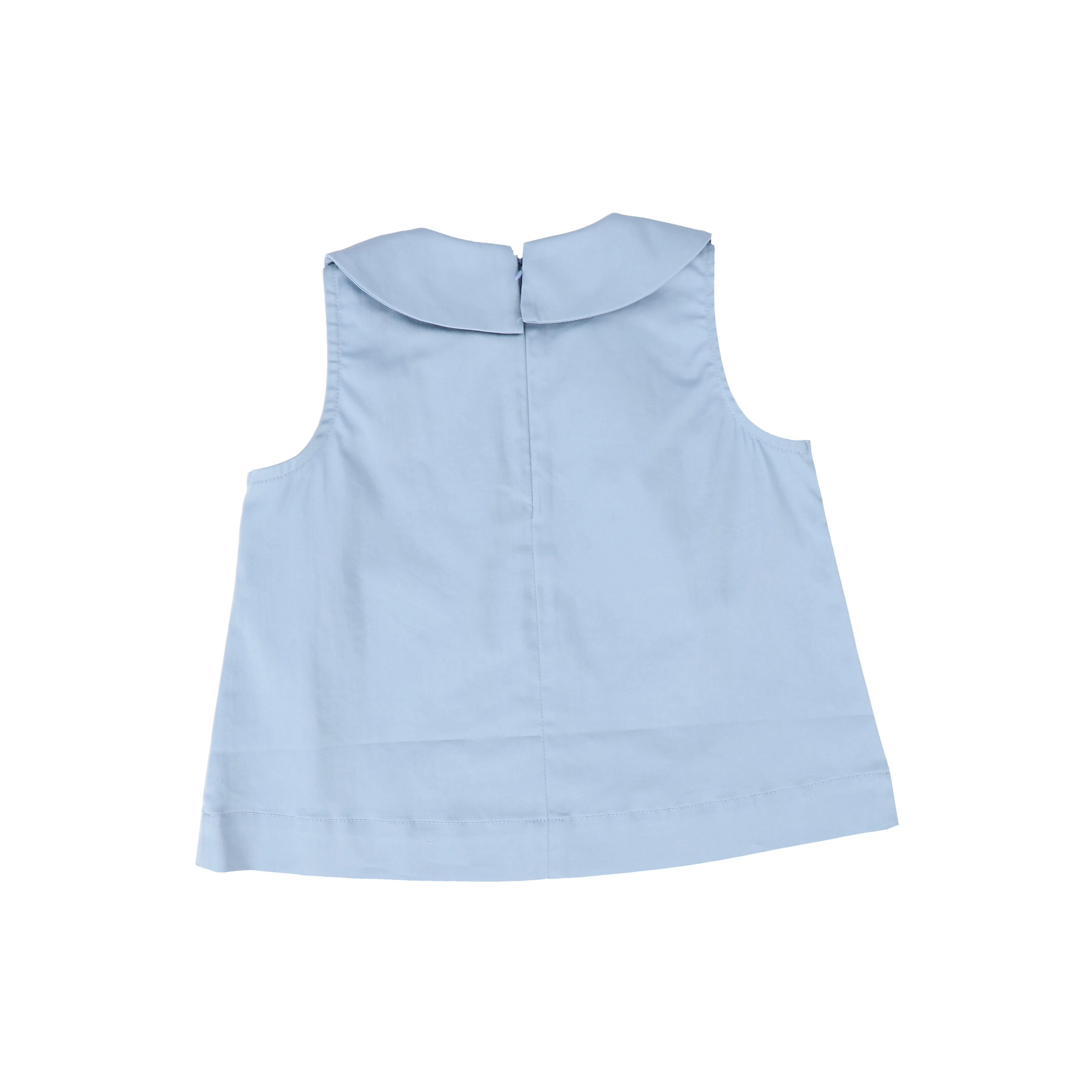 BACE COLLECTION BLUE POPLIN PETER PAN BLOUSE [FINAL SALE] - Image 2