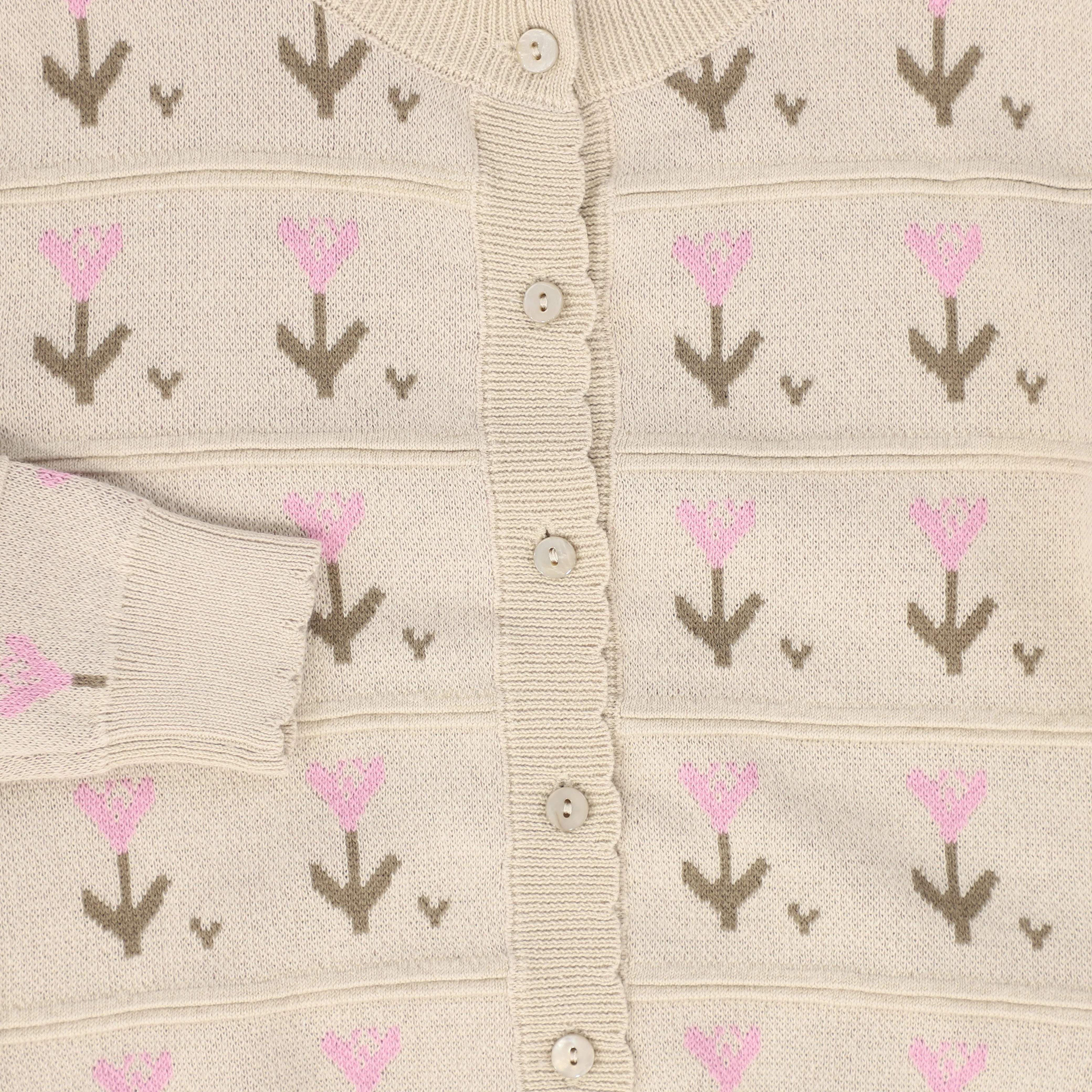 BACE COLLECTION BEIGE TULIP KNIT CARDIGAN [FINAL SALE] - Image 3