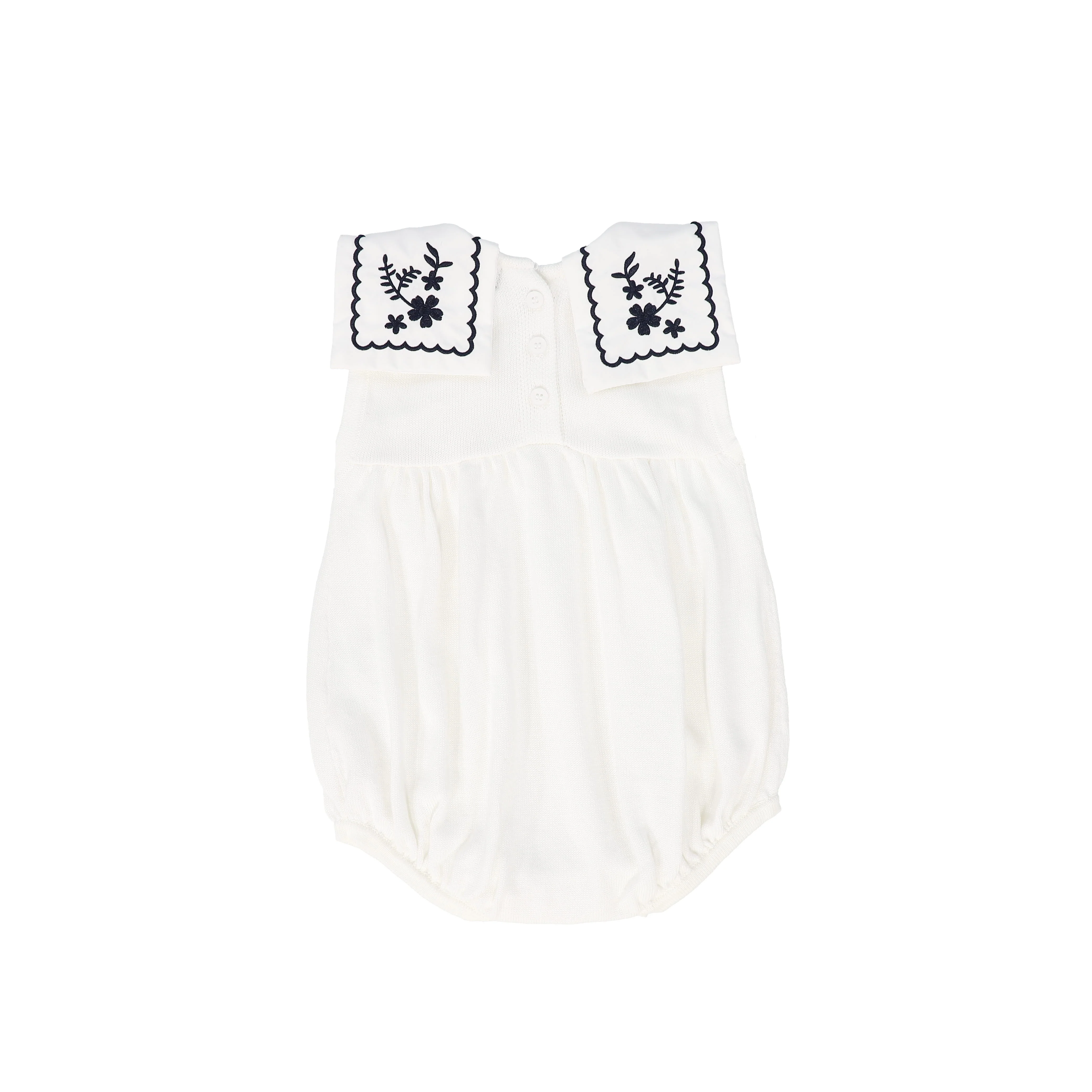BACE COLLECTION IVORY/NAVY TRIM COLLAR SCALLOP ROMPER [FINAL SALE] - Image 2