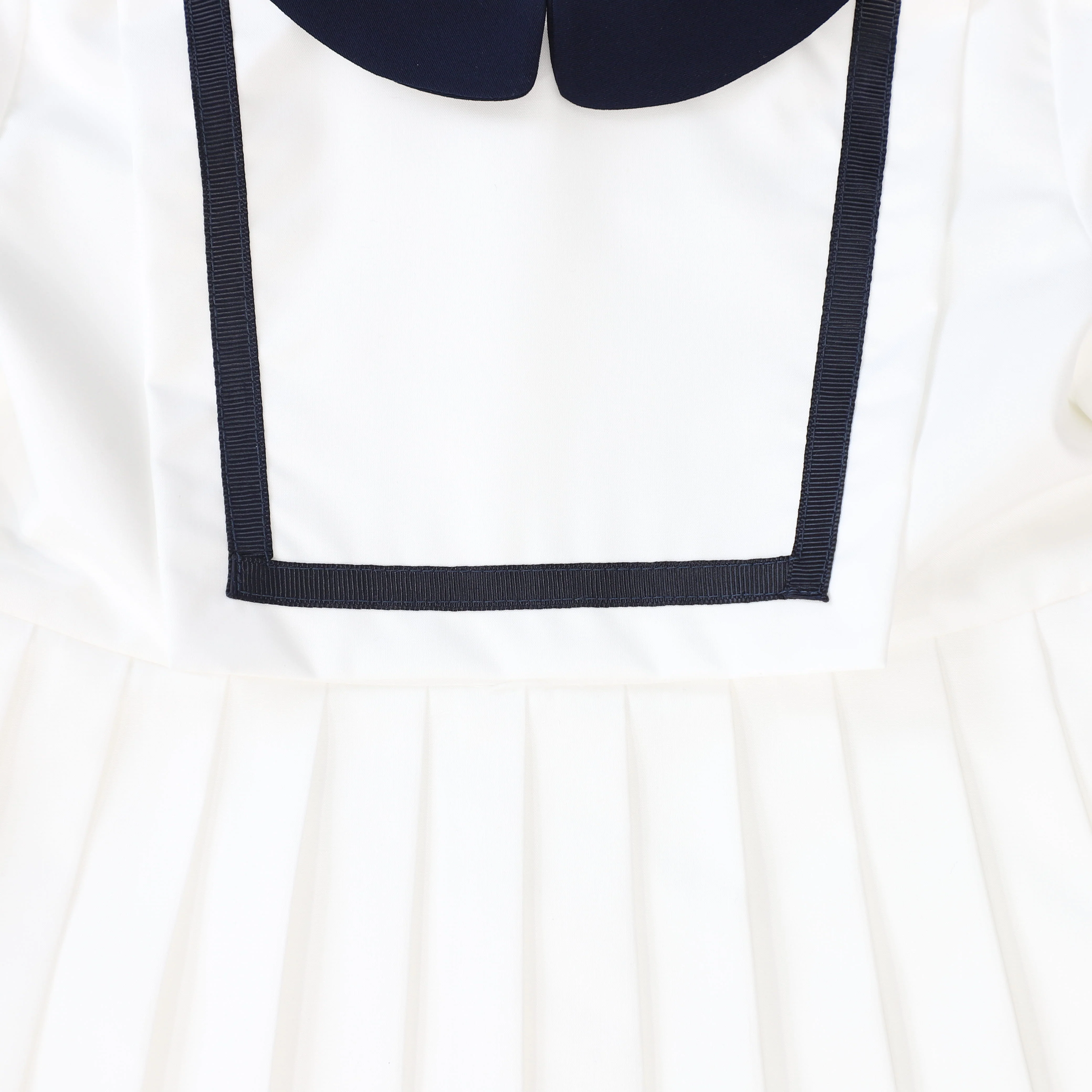 BACE COLLECTION IVORY/NAVY TRIM COLLAR SS DRESS [FINAL SALE] - Image 4