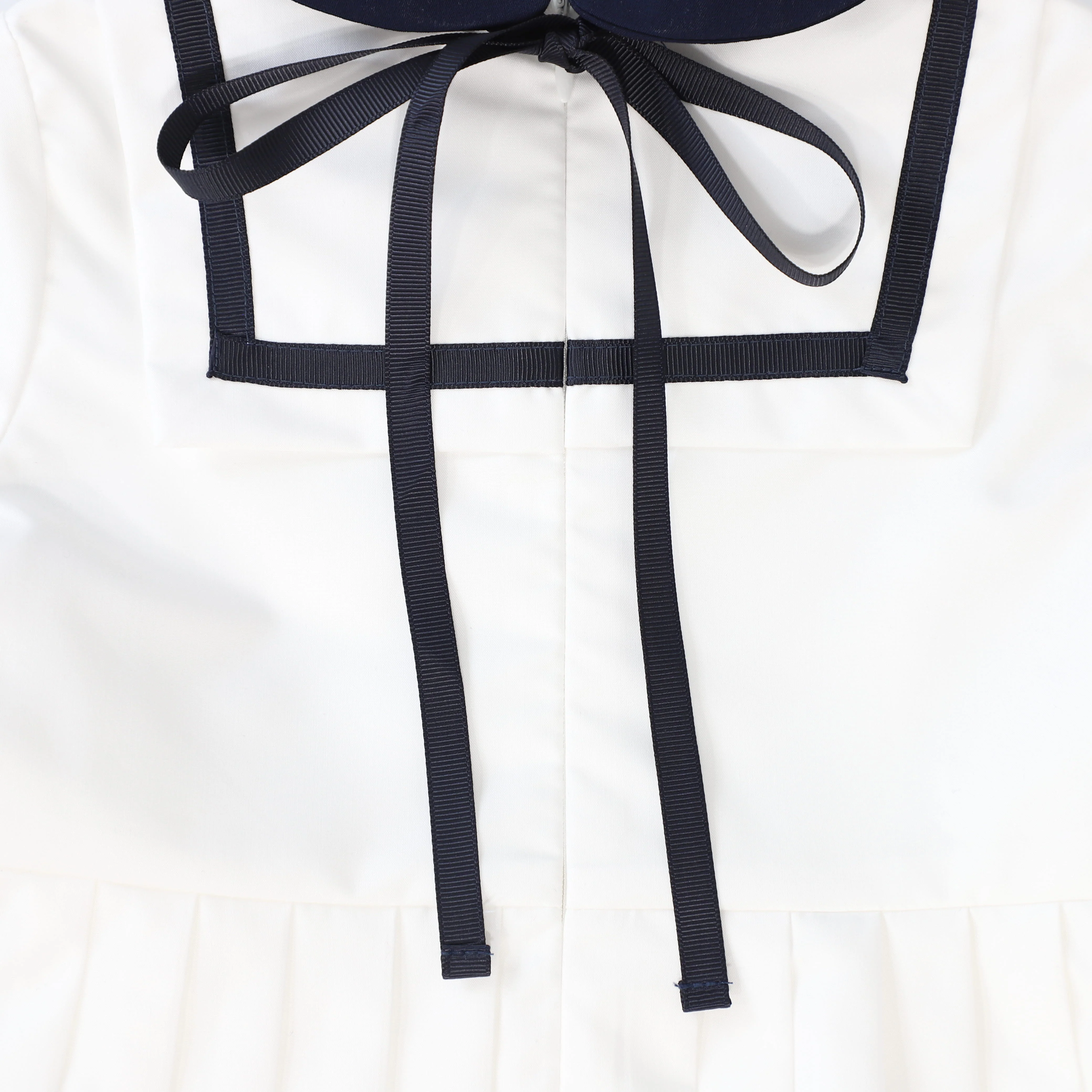 BACE COLLECTION IVORY/NAVY TRIM COLLAR 3/4 SLEEVE DRESS [FINAL SALE] - Image 3