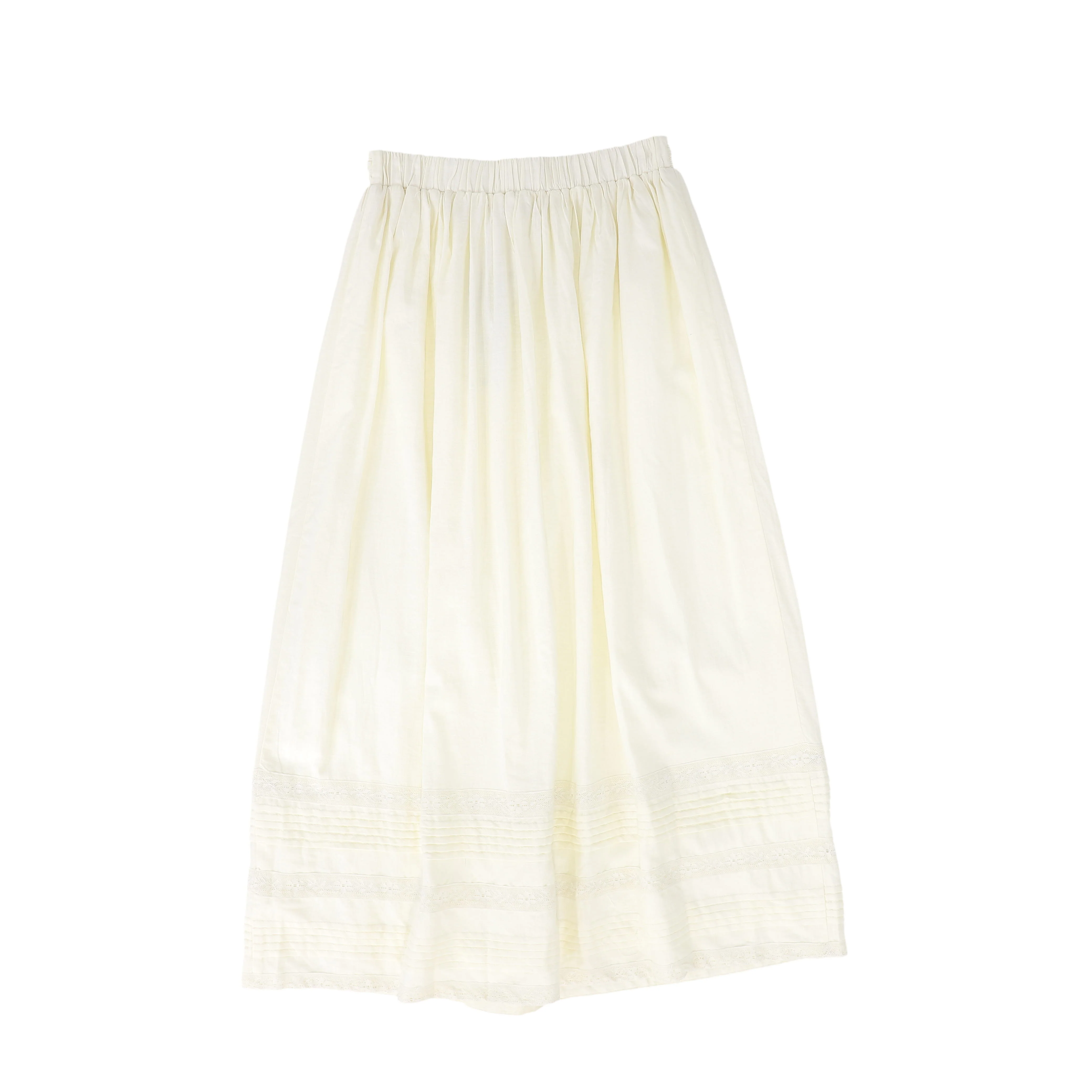 BACE COLLECTION IVORY LACE RIBBON TRIM SKIRT [FINAL SALE] - Image 2
