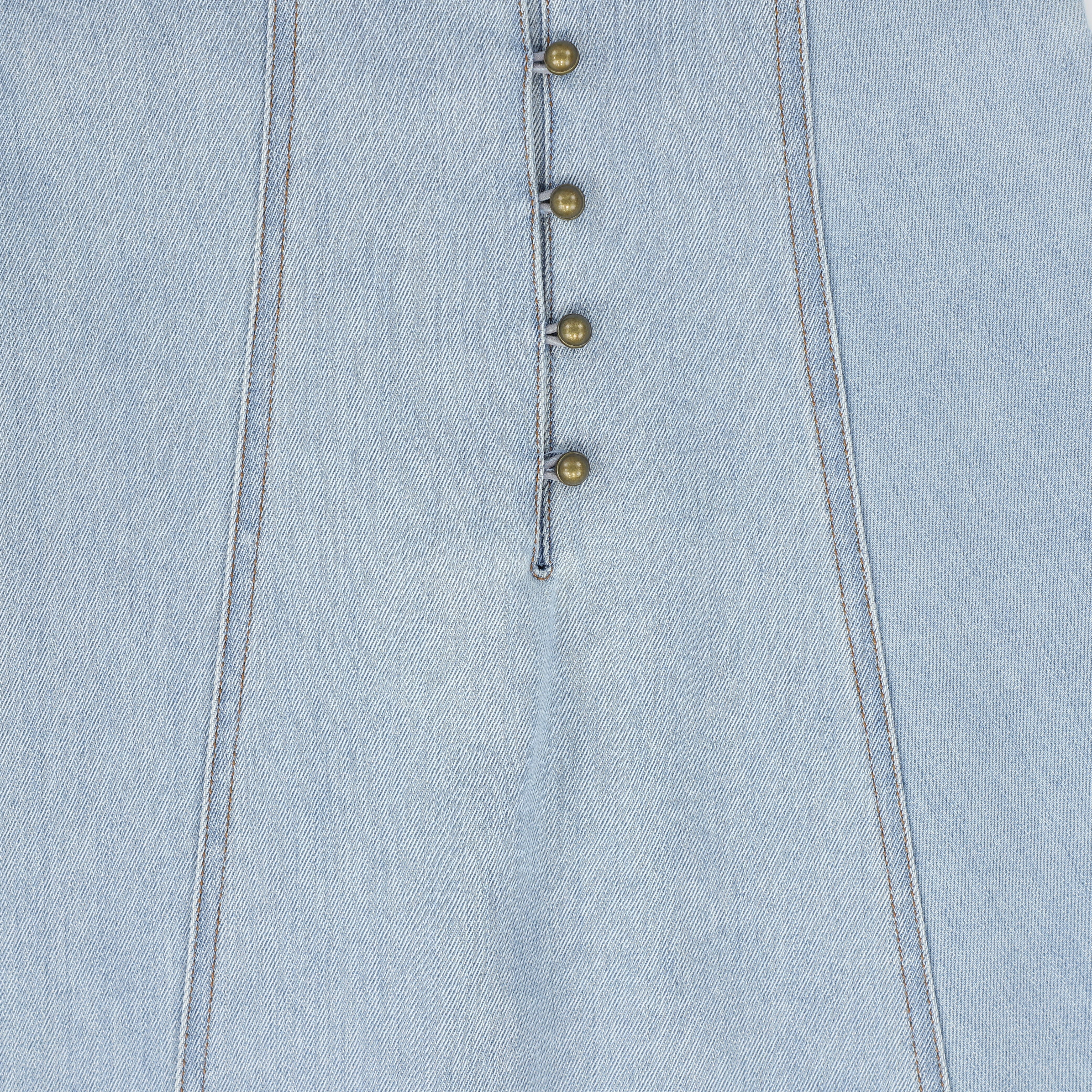 BACE COLLECTION LIGHT BLUE DENIM BUTTON SEAM SKIRT [FINAL SALE] - Image 3
