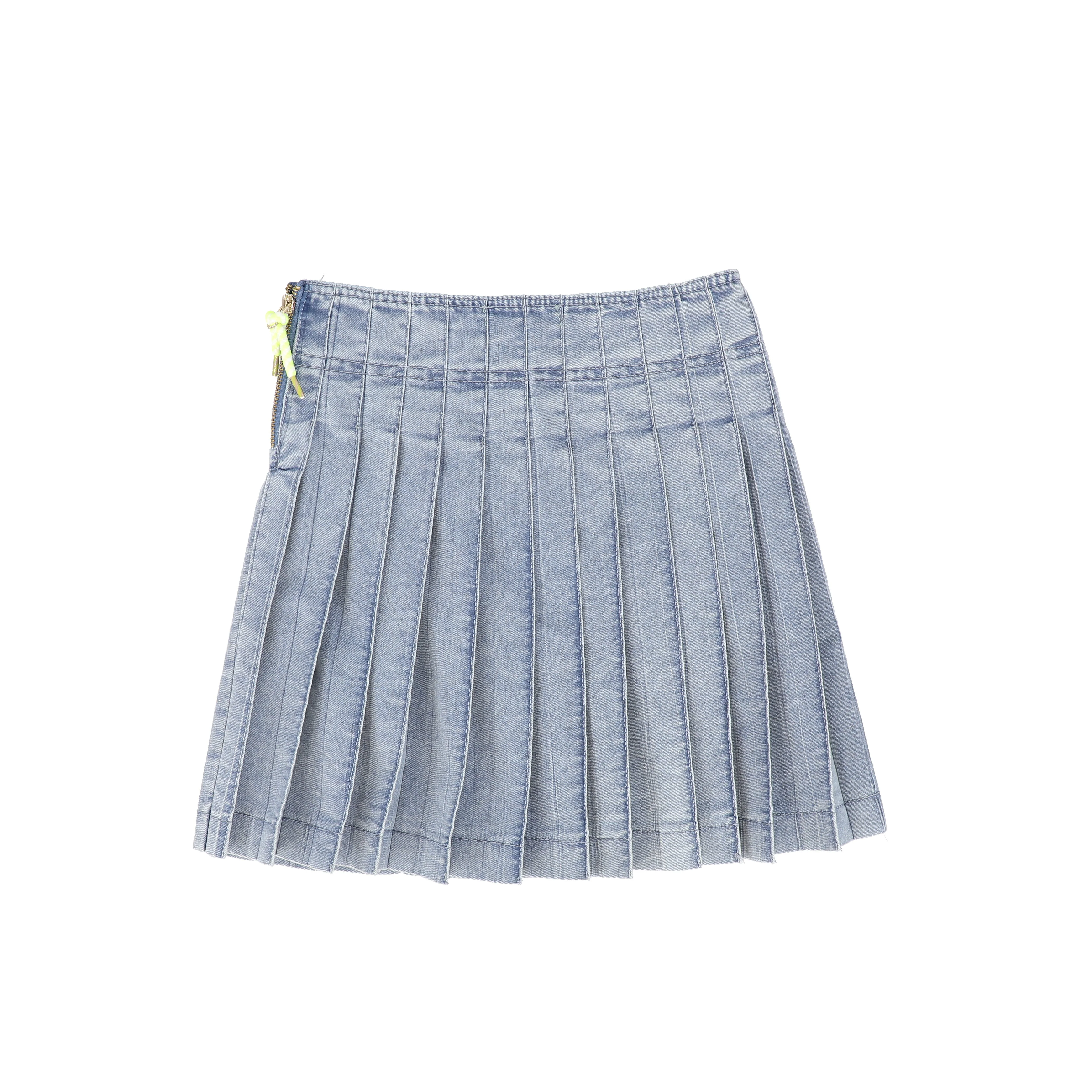BACE COLLECTION LIGHT BLUE DENIM ROPE PLEAT SKIRT [FINAL SALE] - Image 2