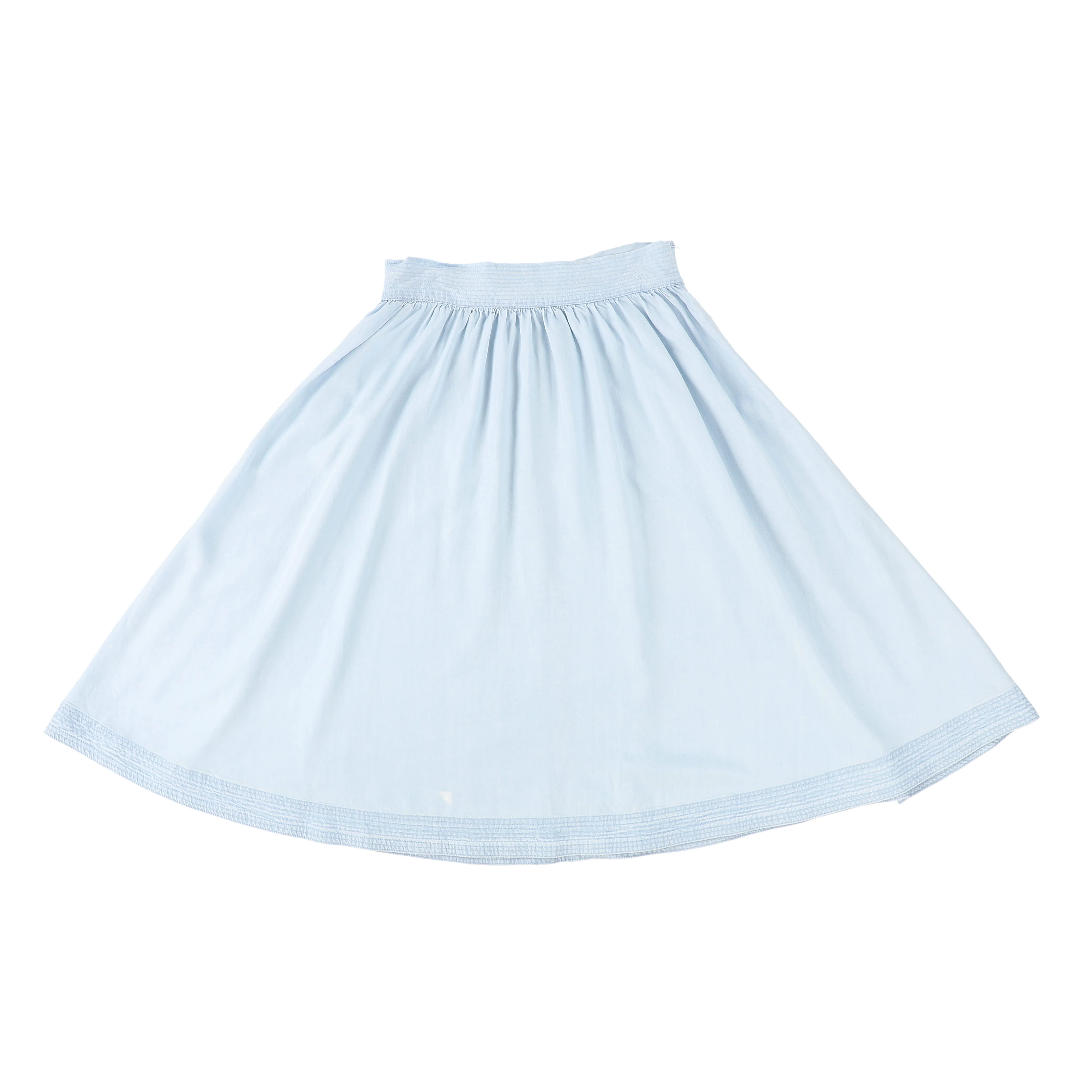BACE COLLECTION LIGHT BLUE DENIM STITCH DETAIL SKIRT [FINAL SALE] - Image 2