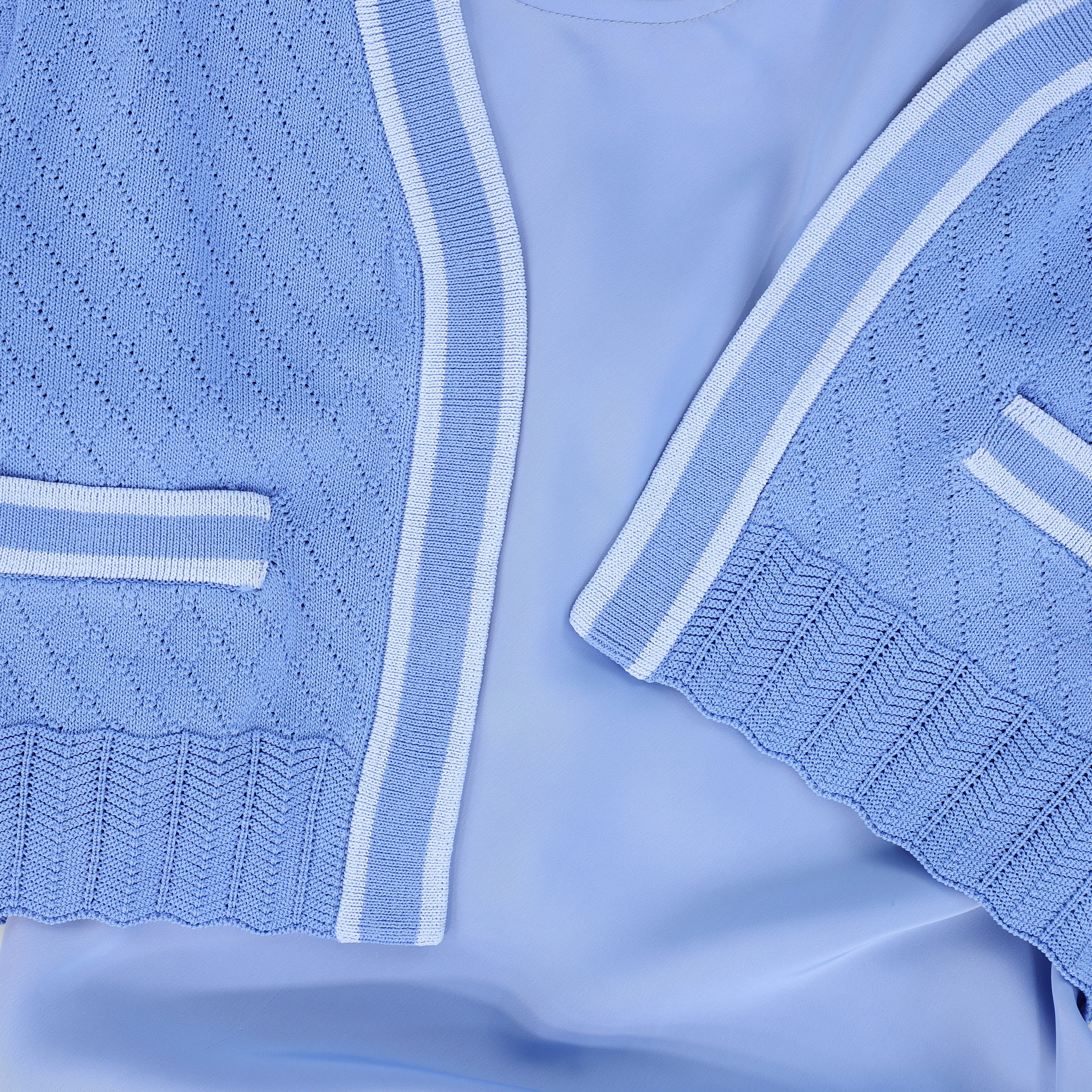 BACE COLLECTION LIGHT BLUE POINTELLE CARDIGAN MAXI DRESS [FINAL SALE] - Image 2