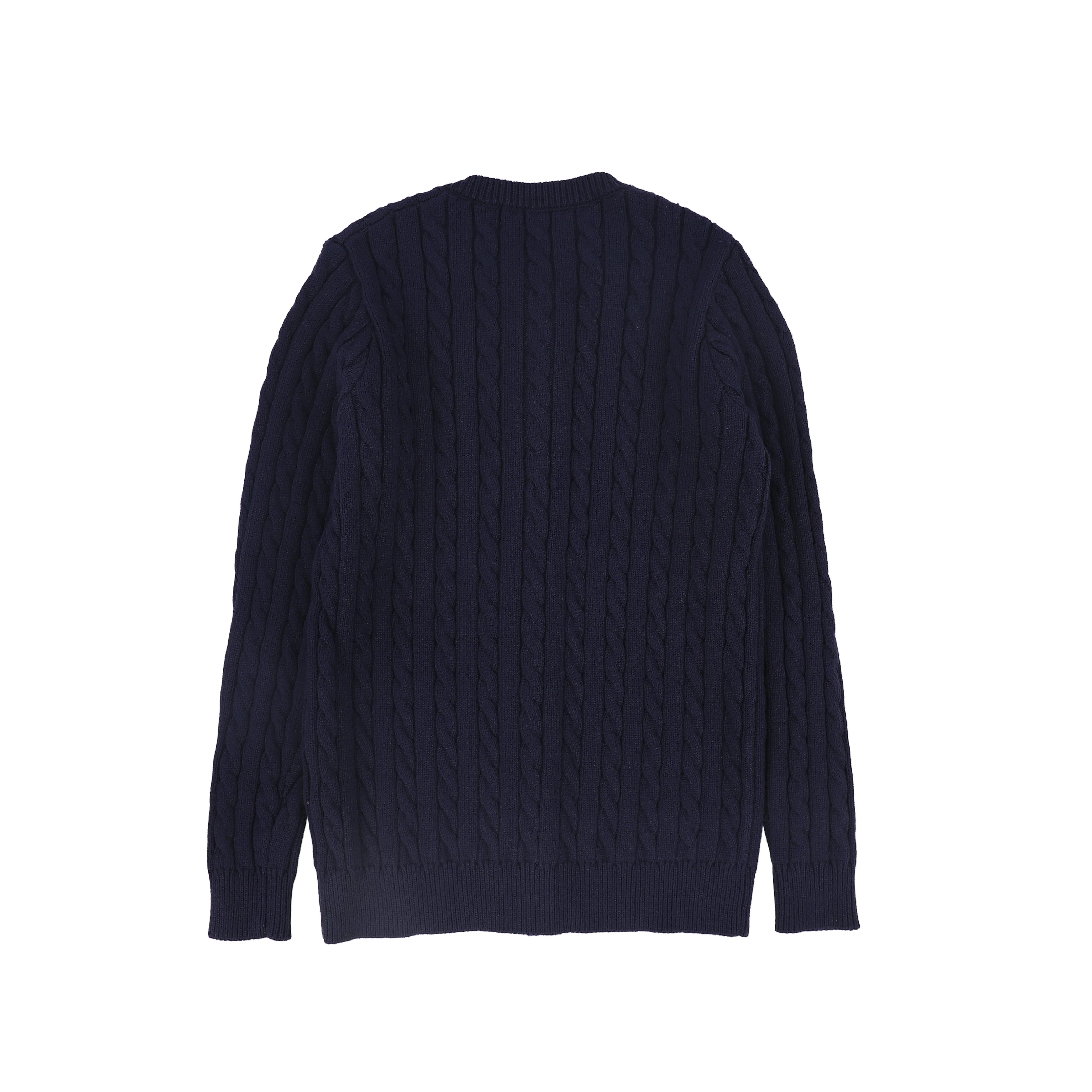 BACE COLLECTION NAVY CABLE KNIT LOGO CARDIGAN [FINAL SALE] - Image 2