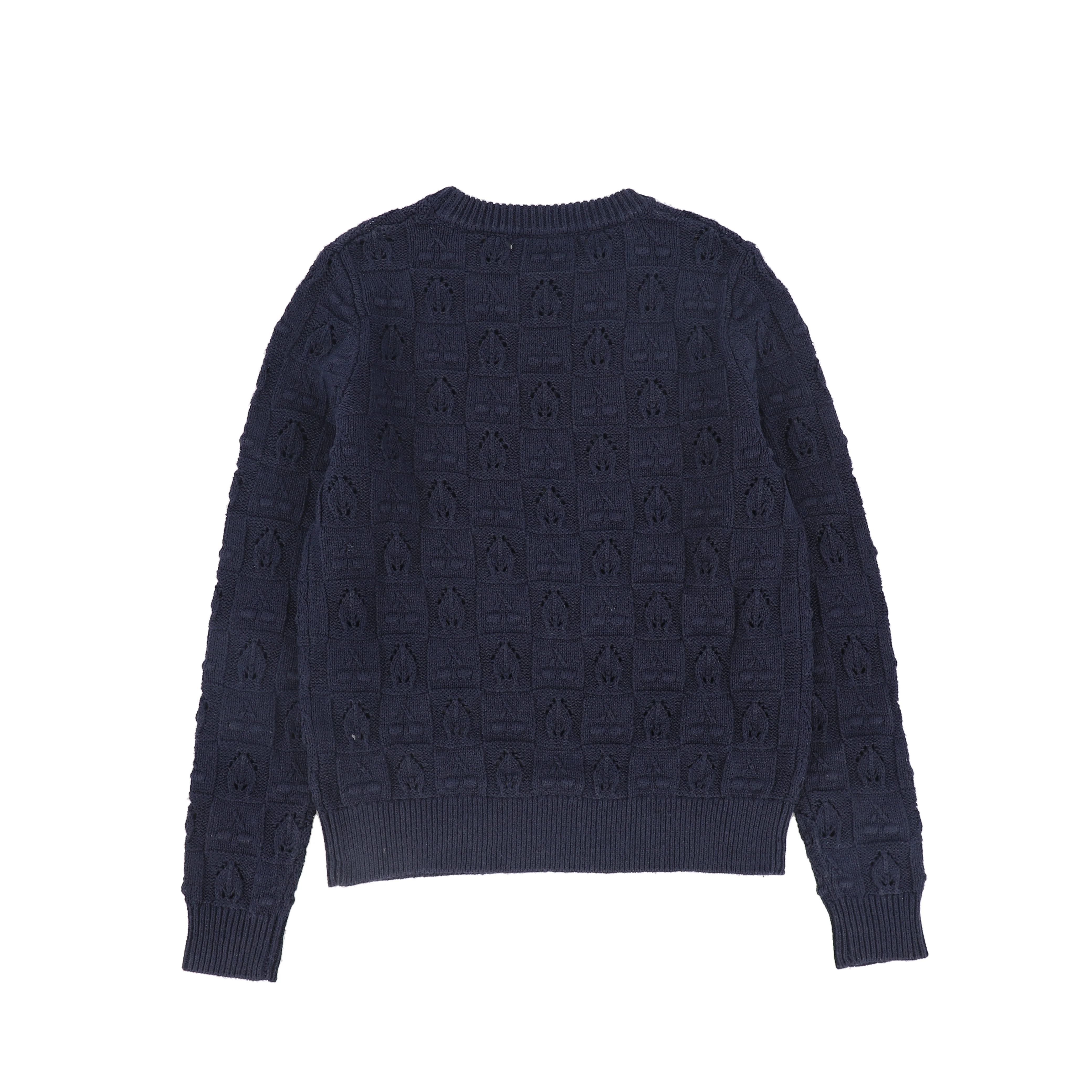 BACE COLLECTION NAVY CHECKED BUBBLE KNIT SWEATER [FINAL SALE] - Image 2