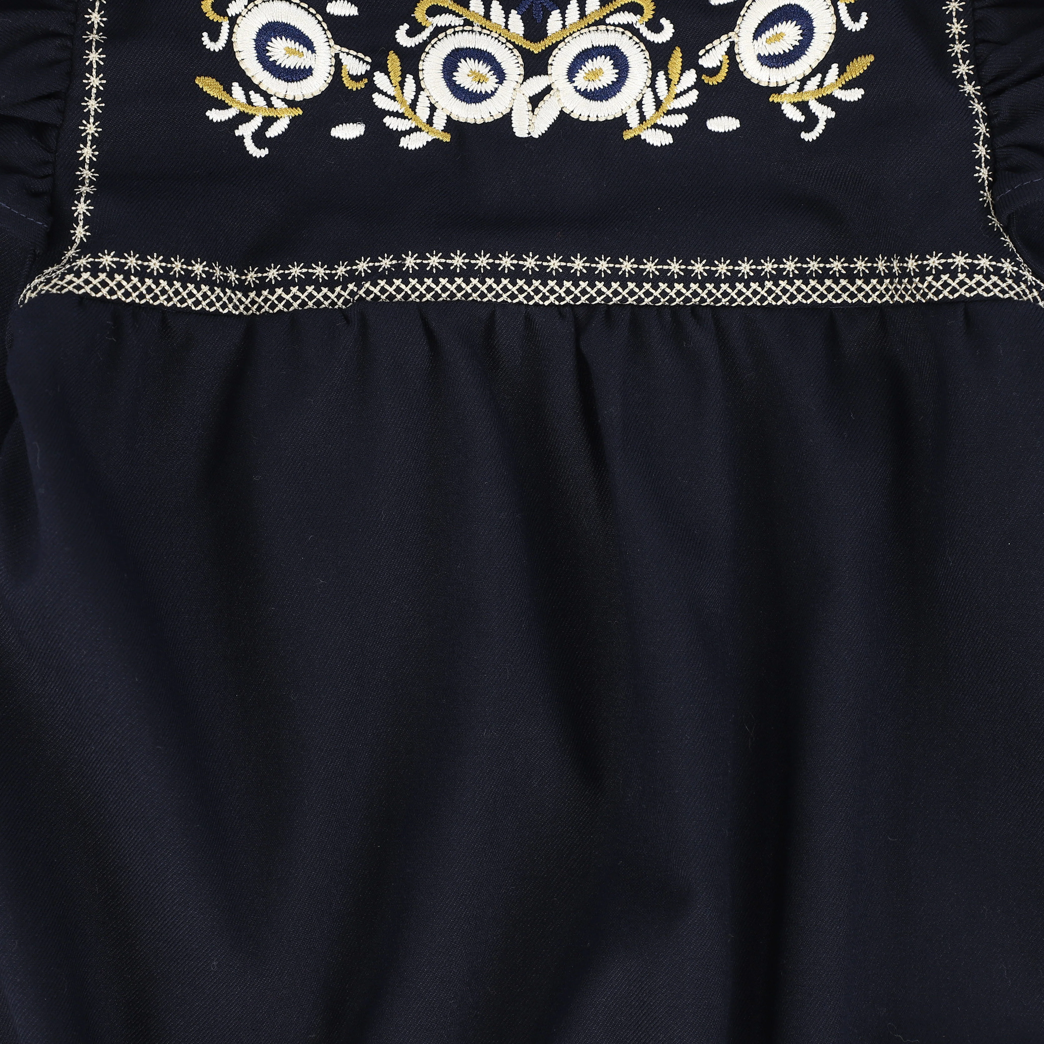 Bace Collection Navy Embroidery Ruffle Shoulder Romper [FINAL SALE] - Image 3
