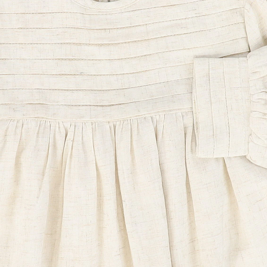 BACE COLLECTION OATMEAL PLEATED DETAIL BUBBLE DRESS [FINAL SALE] - Image 3