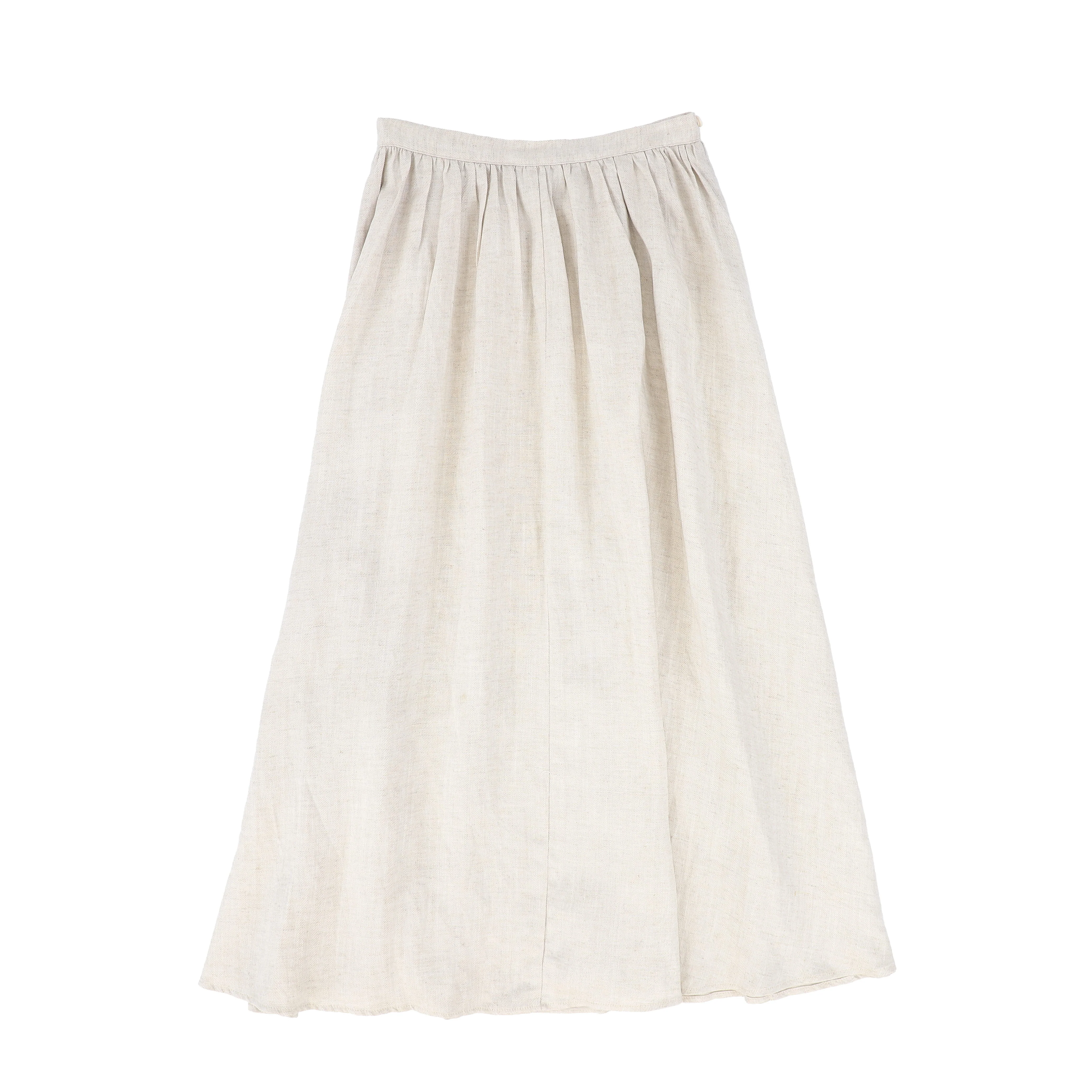 BACE COLLECTION BEIGE LINEN HERRINGBONE PLEAT SKIRT [FINAL SALE] - Image 2