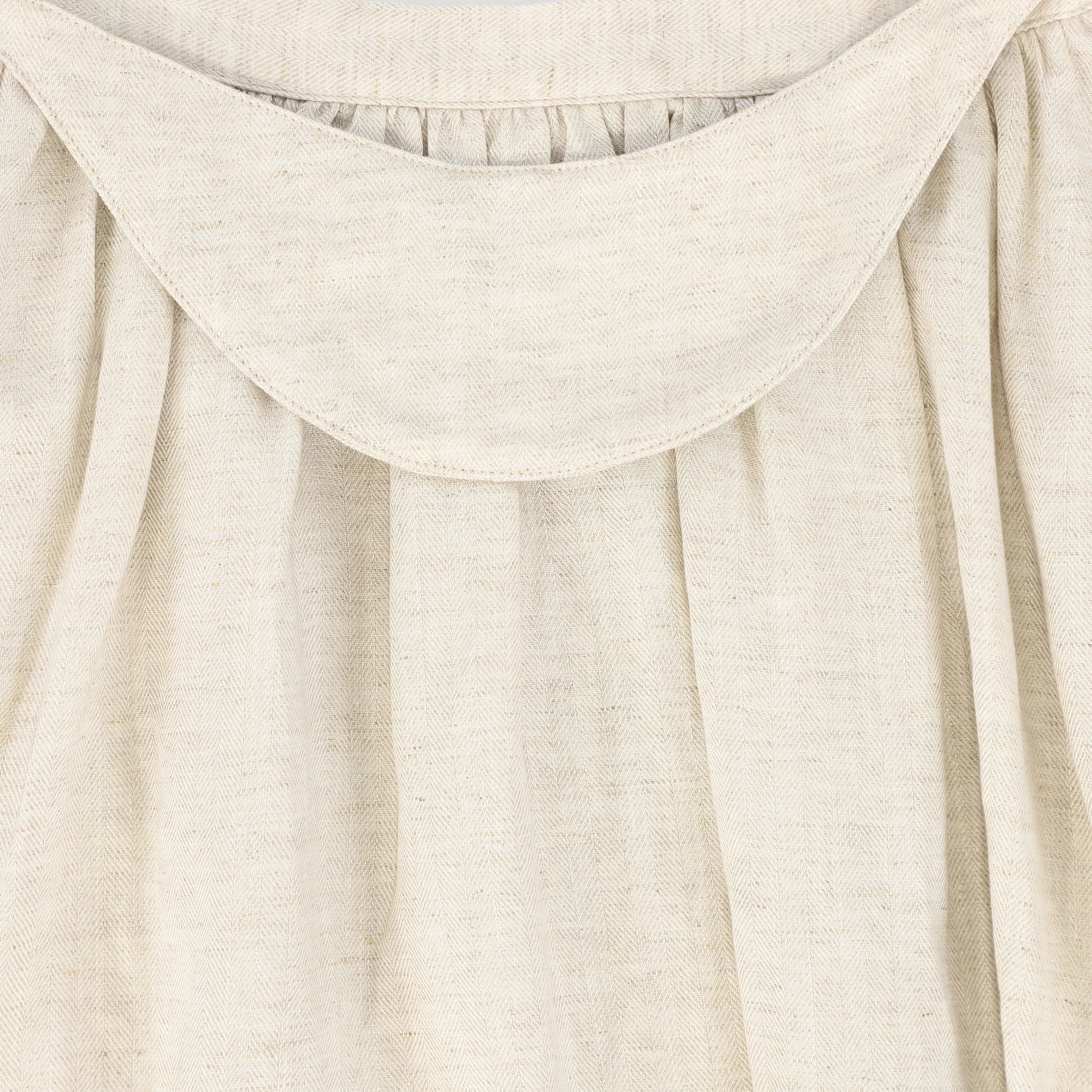 BACE COLLECTION BEIGE LINEN HERRINGBONE PLEAT SKIRT [FINAL SALE] - Image 3