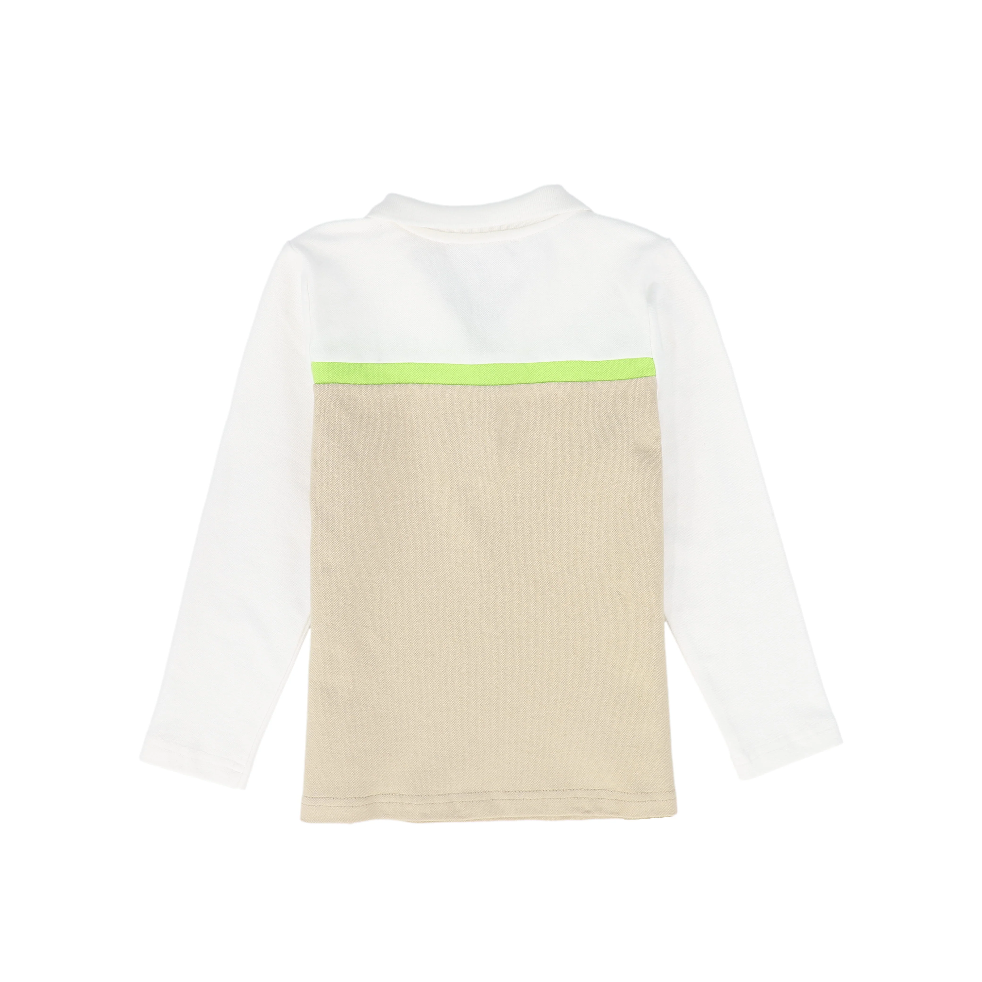 BACE COLLECTION TAN STRIPED CONTRAST PIQUE LS POLO [FINAL SALE] - Image 2