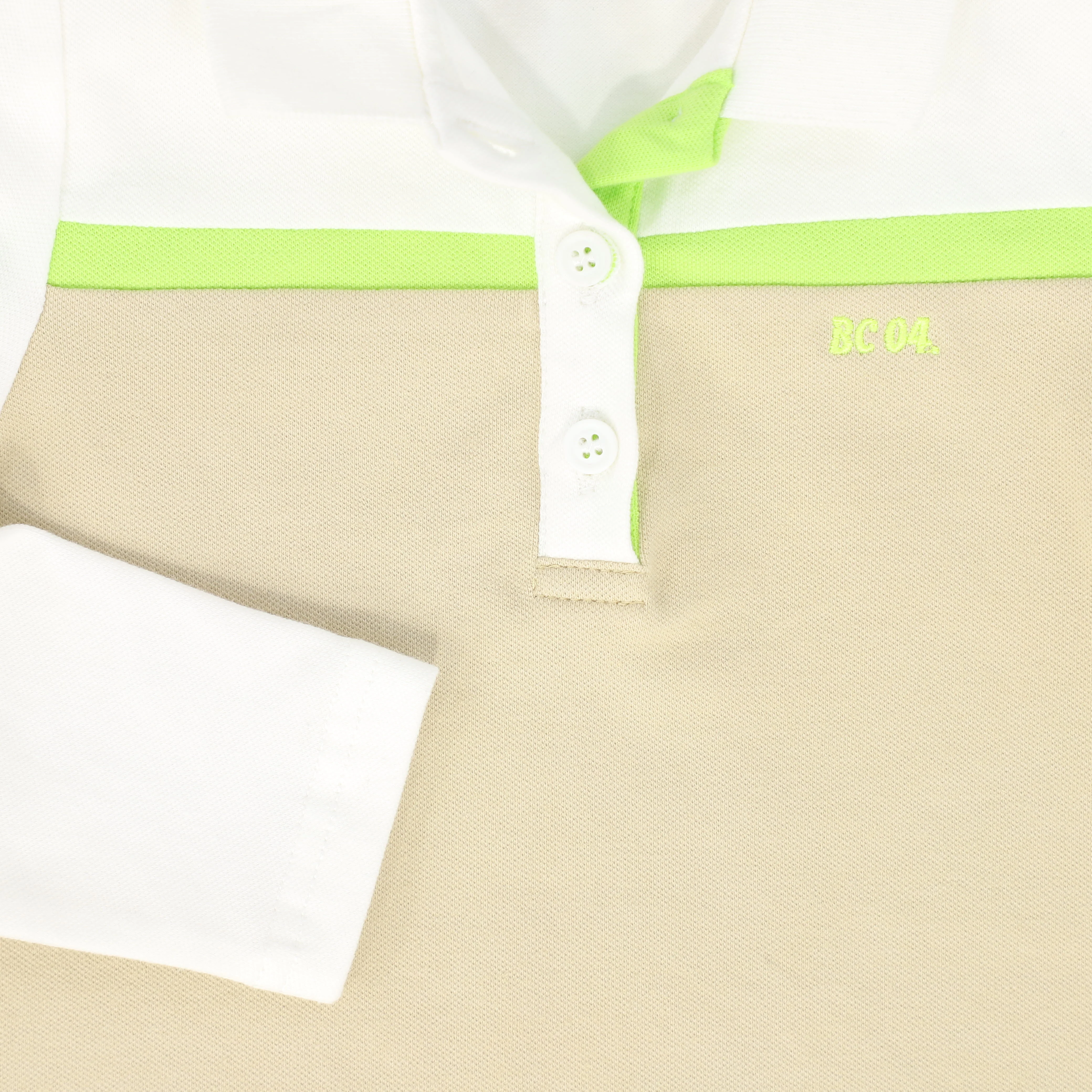 BACE COLLECTION TAN STRIPED CONTRAST PIQUE LS POLO [FINAL SALE] - Image 3