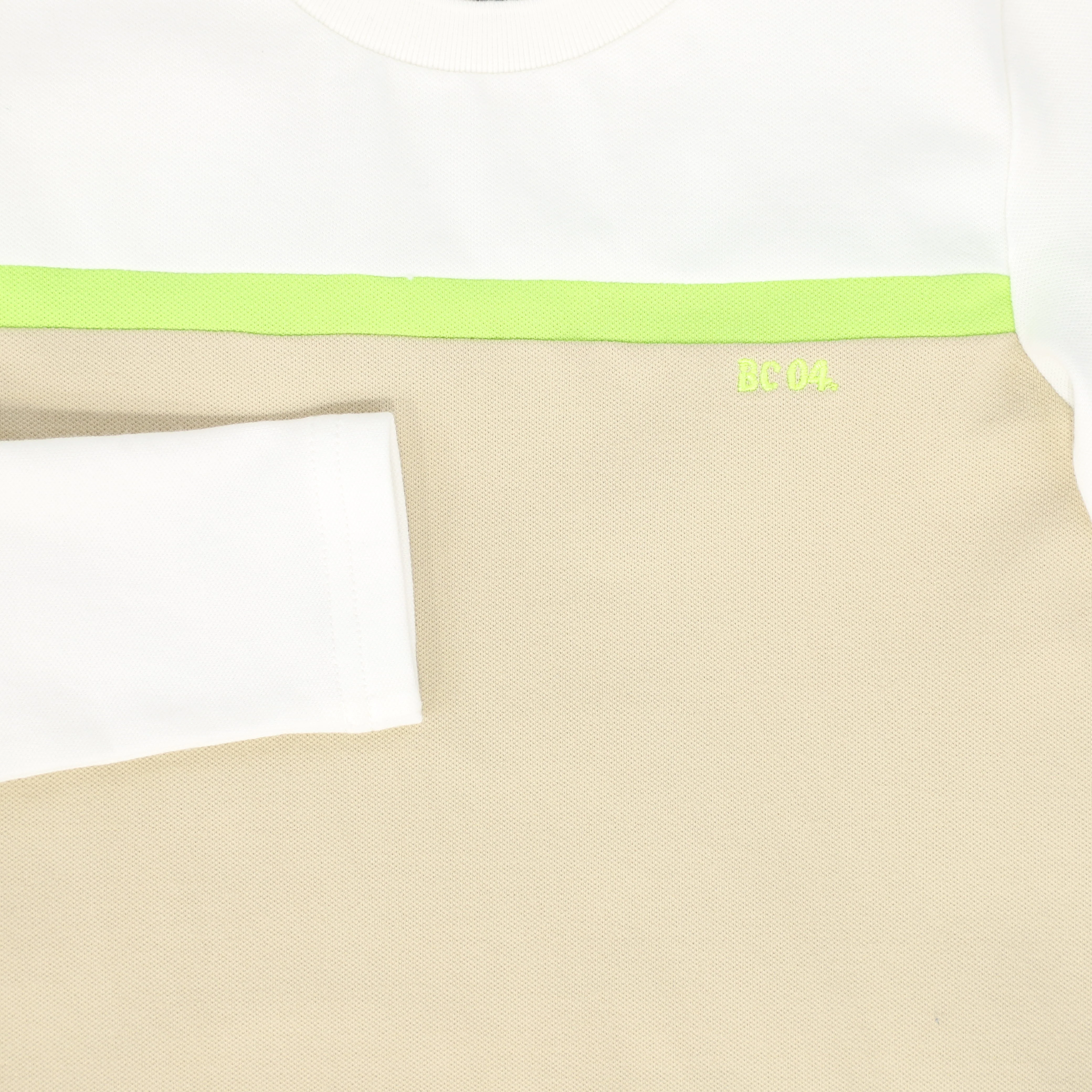 BACE COLLECTION TAN STRIPED CONTRAST PIQUE T-SHIRT [FINAL SALE] - Image 3