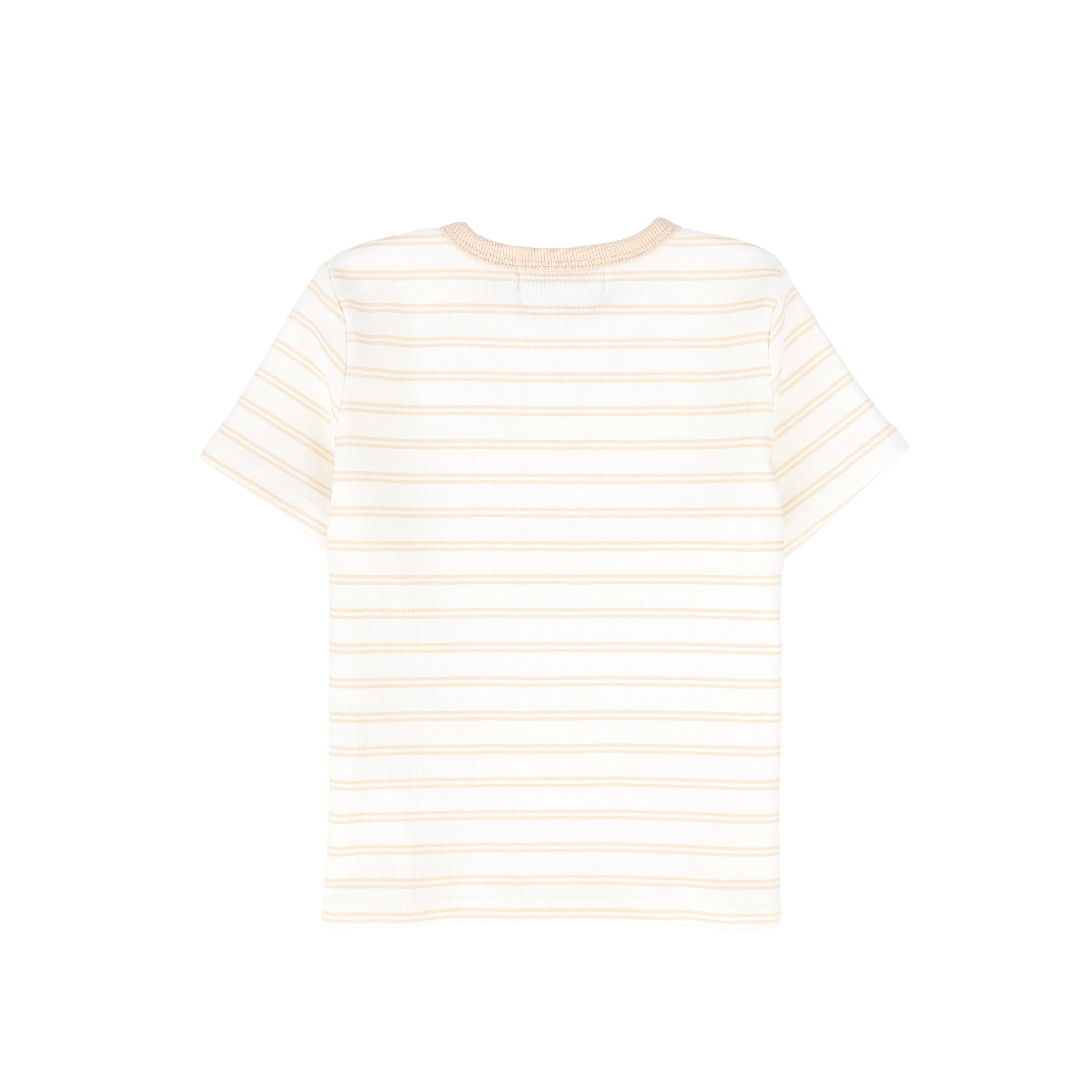 BACE COLLECTION TAN STRIPED RIBBED SS T-SHIRT [FINAL SALE] - Image 2