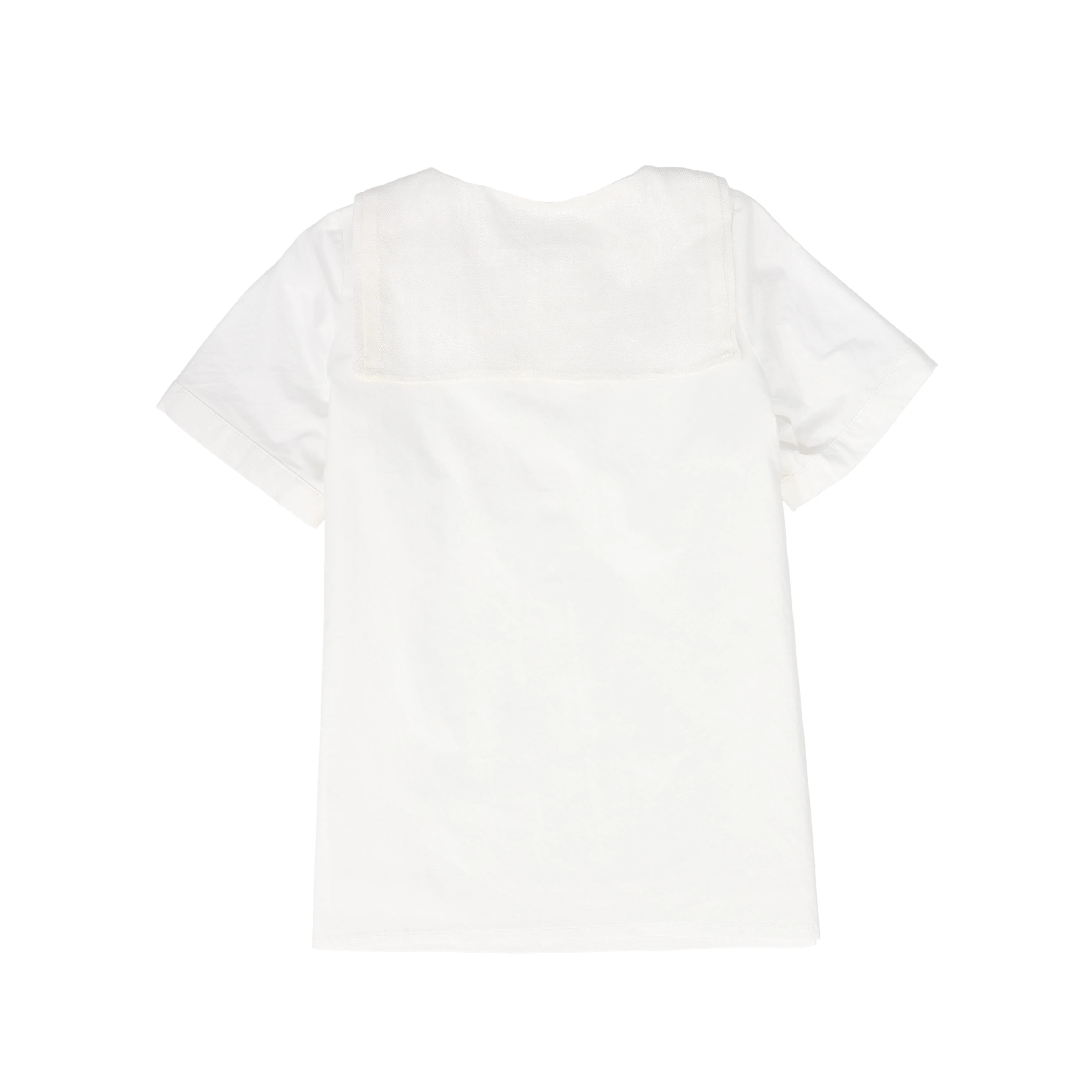 BACE COLLECTION WHITE LINEN SAILOR COLLAR SS SHIRT [FINAL SALE] - Image 2