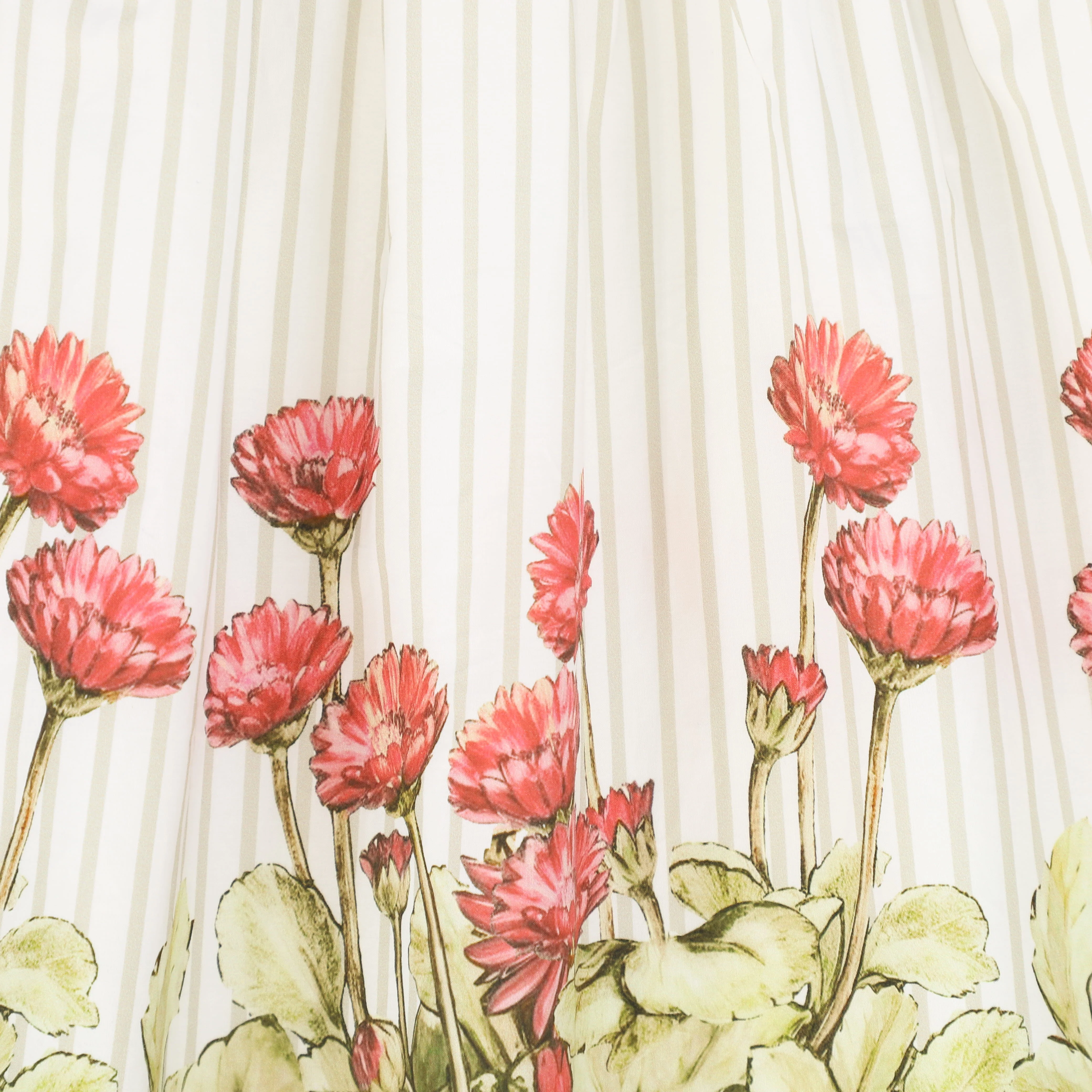 BACE COLLECTION WHITE/TAN STRIPE FLORAL SS DRESS [FINAL SALE] - Image 2