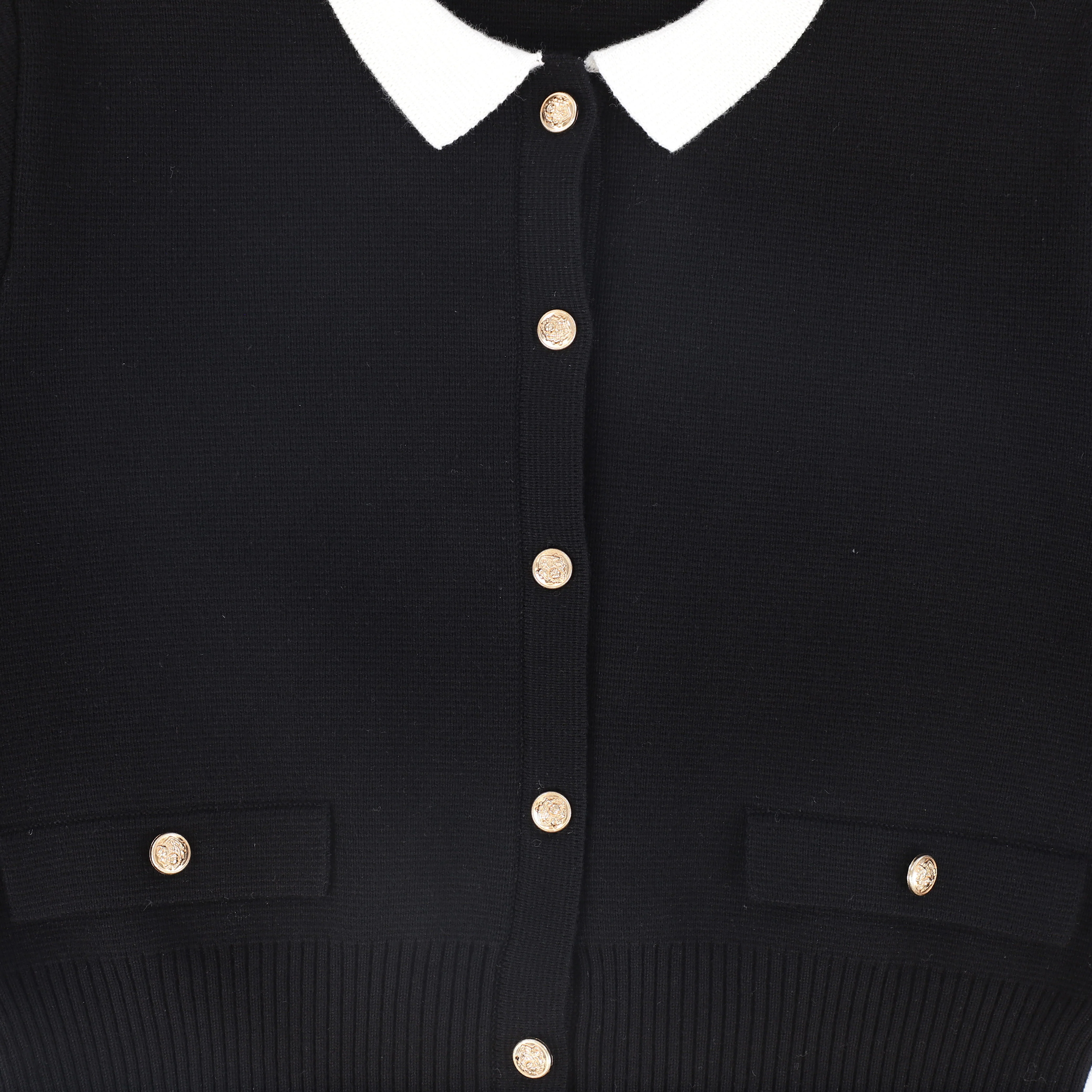 BAMBOO BLACK KNIT BUTTONED BLAZER [FINAL SALE] - Image 3