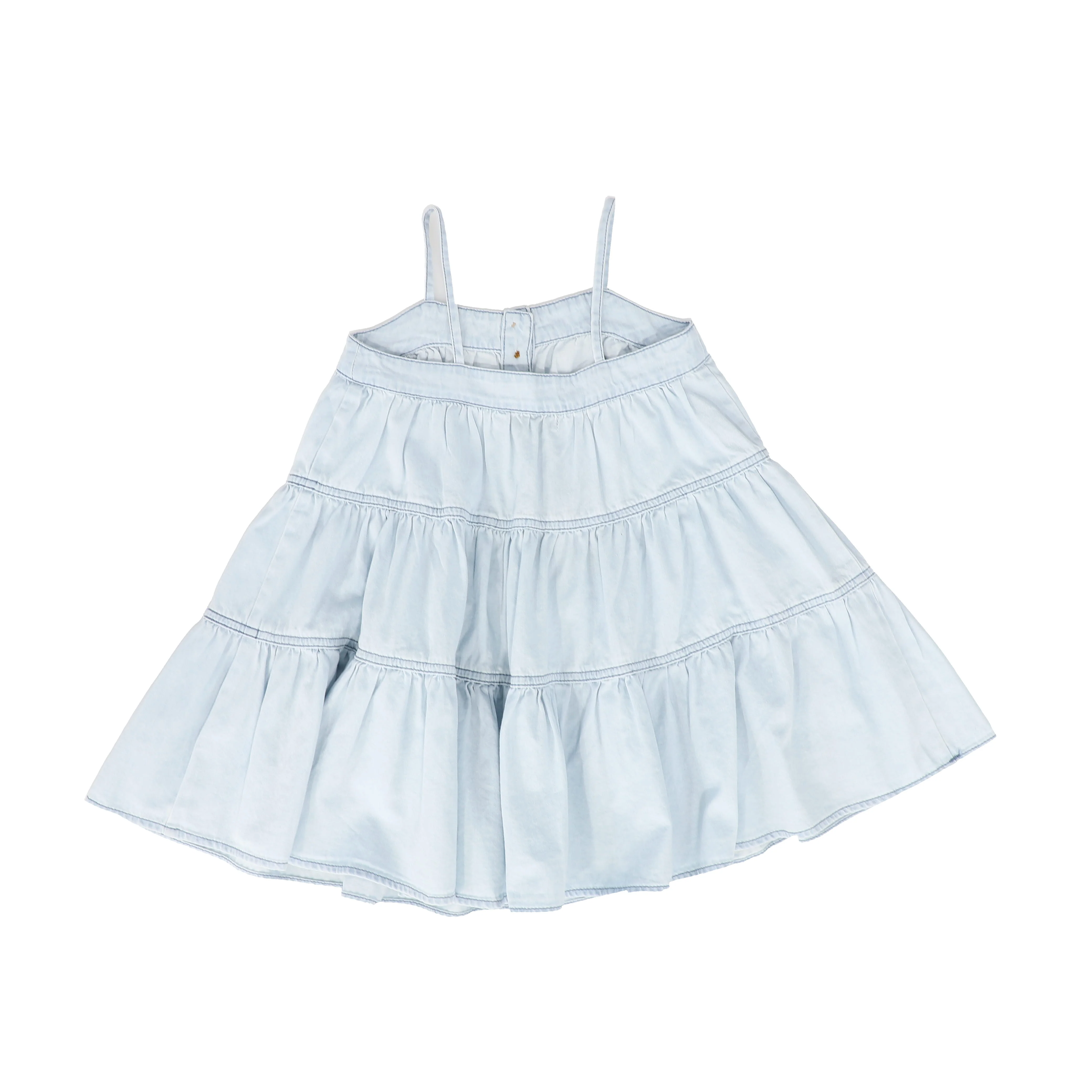 BAMBOO LIGHT BLUE DENIM BUTTON TIERED JUMPER [FINAL SALE] - Image 2