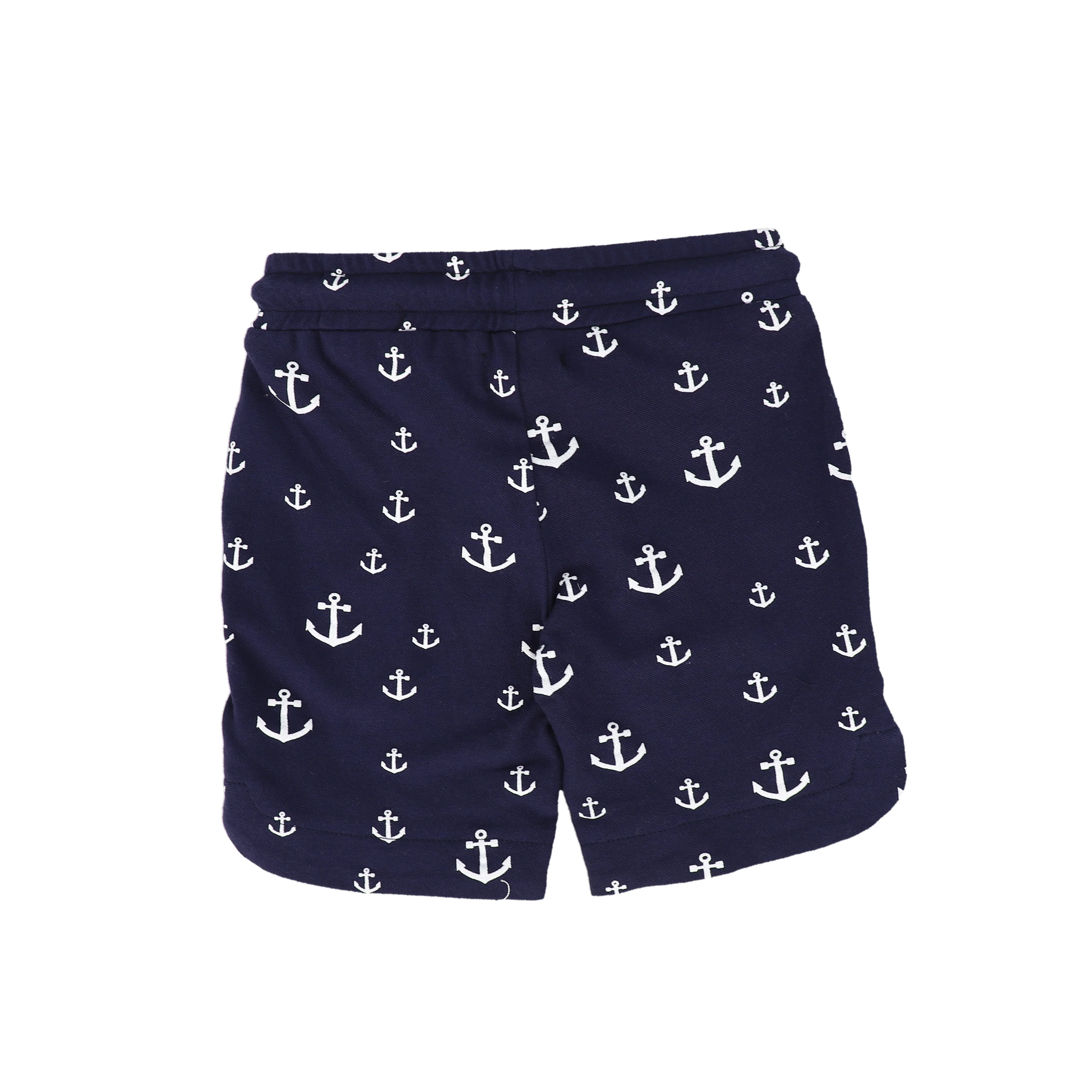 BAMBOO NAVY PRINTED ANCHOR SHORTS [FINAL SALE] - Image 2