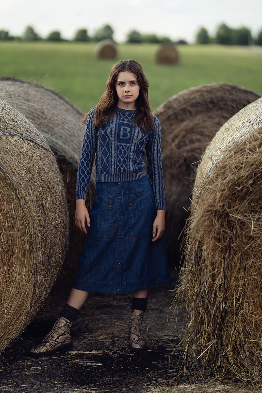 Bamboo Denim Braided Embroidered Knit Sweater [FINAL SALE] - Image 4