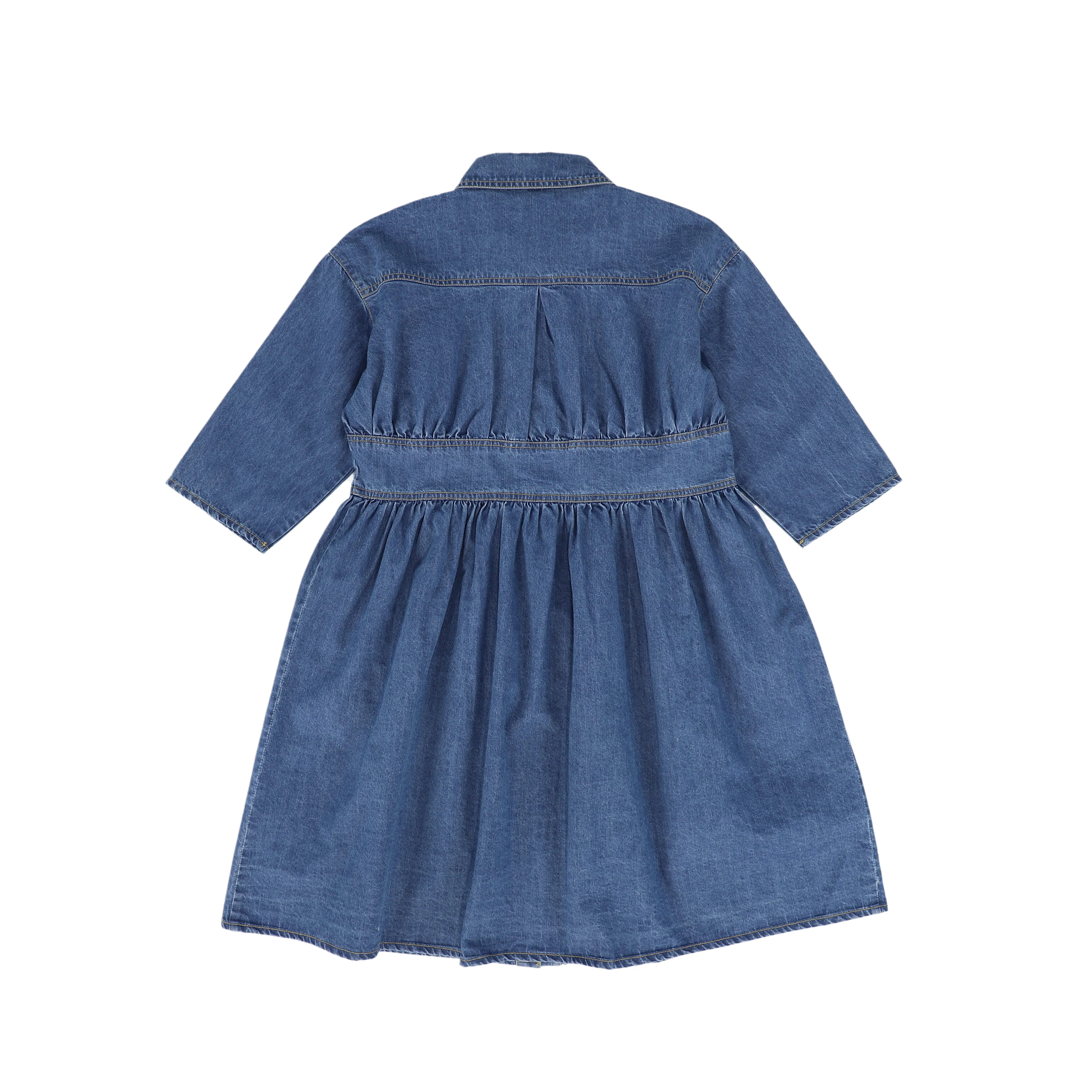 BAMBOO MID BLUE DENIM  STICTHED SHIRT DRESS [FINAL SALE] - Image 2