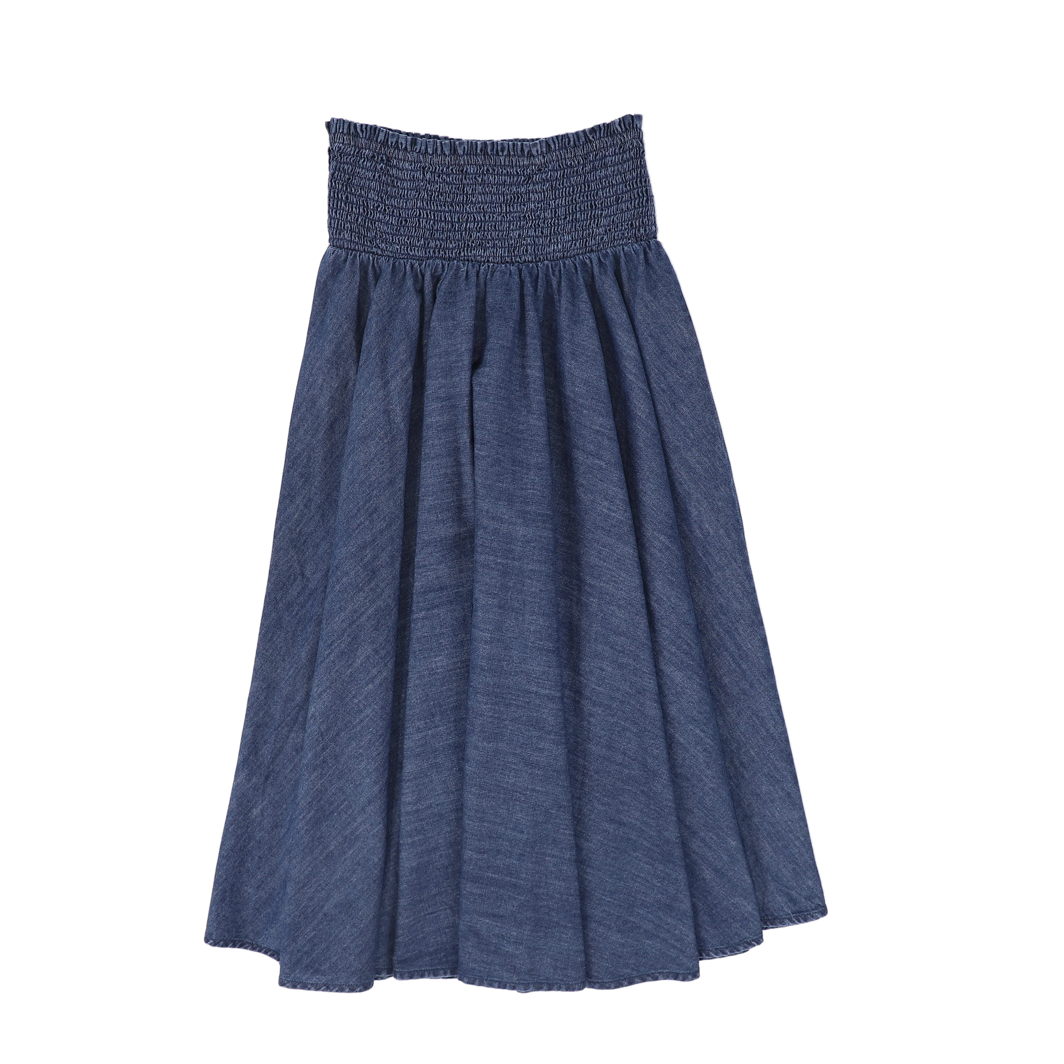 BAMBOO BLUE DENIM SMOCK MAXI SKIRT [FINAL SALE] - Image 2