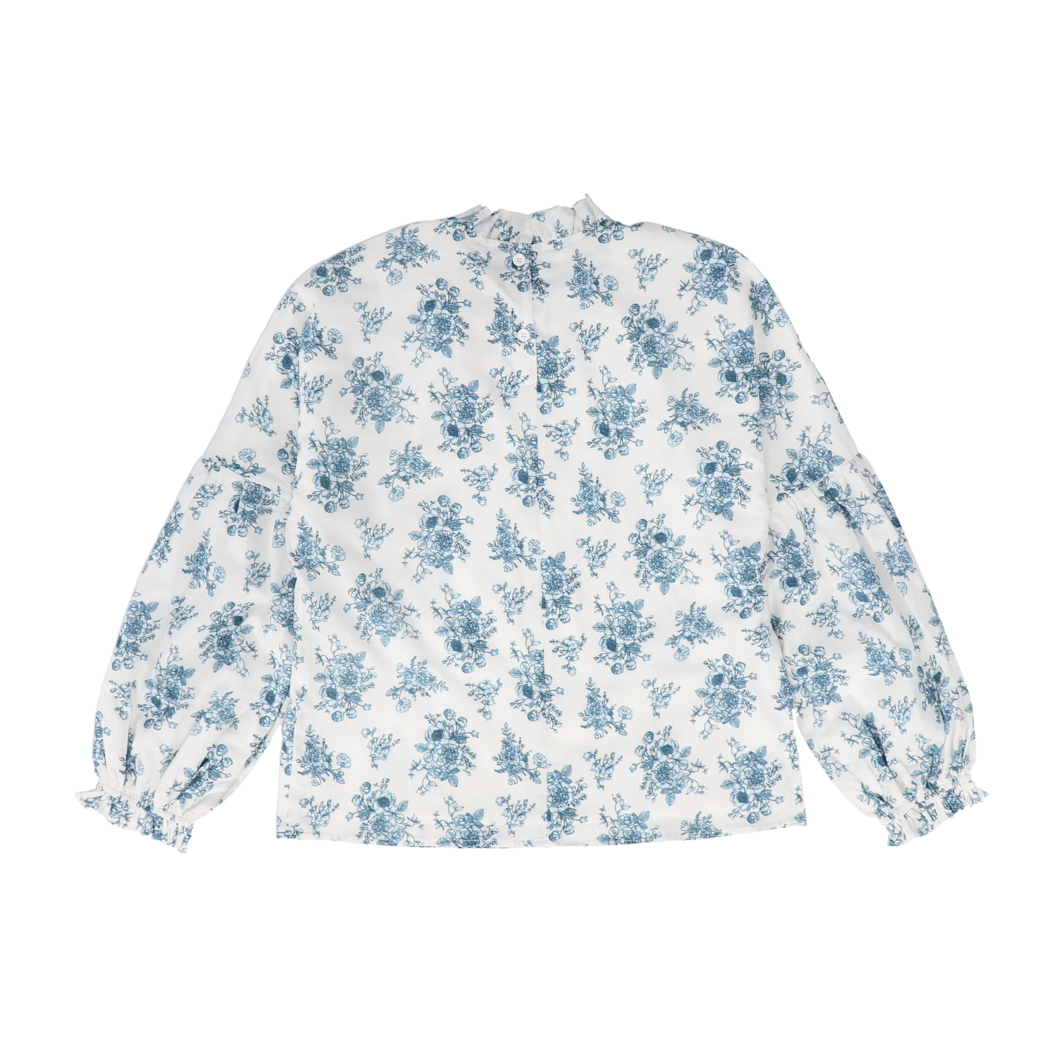 BAMBOO BLUE FLORAL BUNCHES PUFF SLEEVE TOP [FINAL SALE] - Image 2