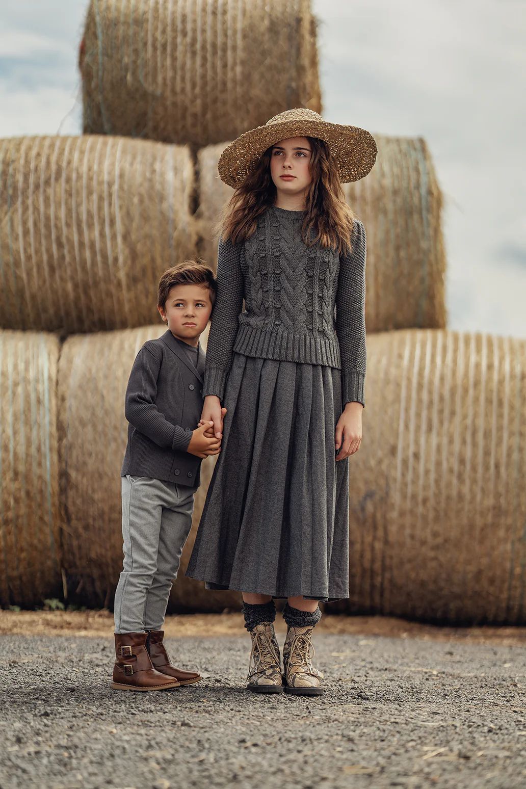 BAMBOO CHARCOAL CABLE KNIT PUFF SLEEVE SWEATER [FINAL SALE] - Image 4