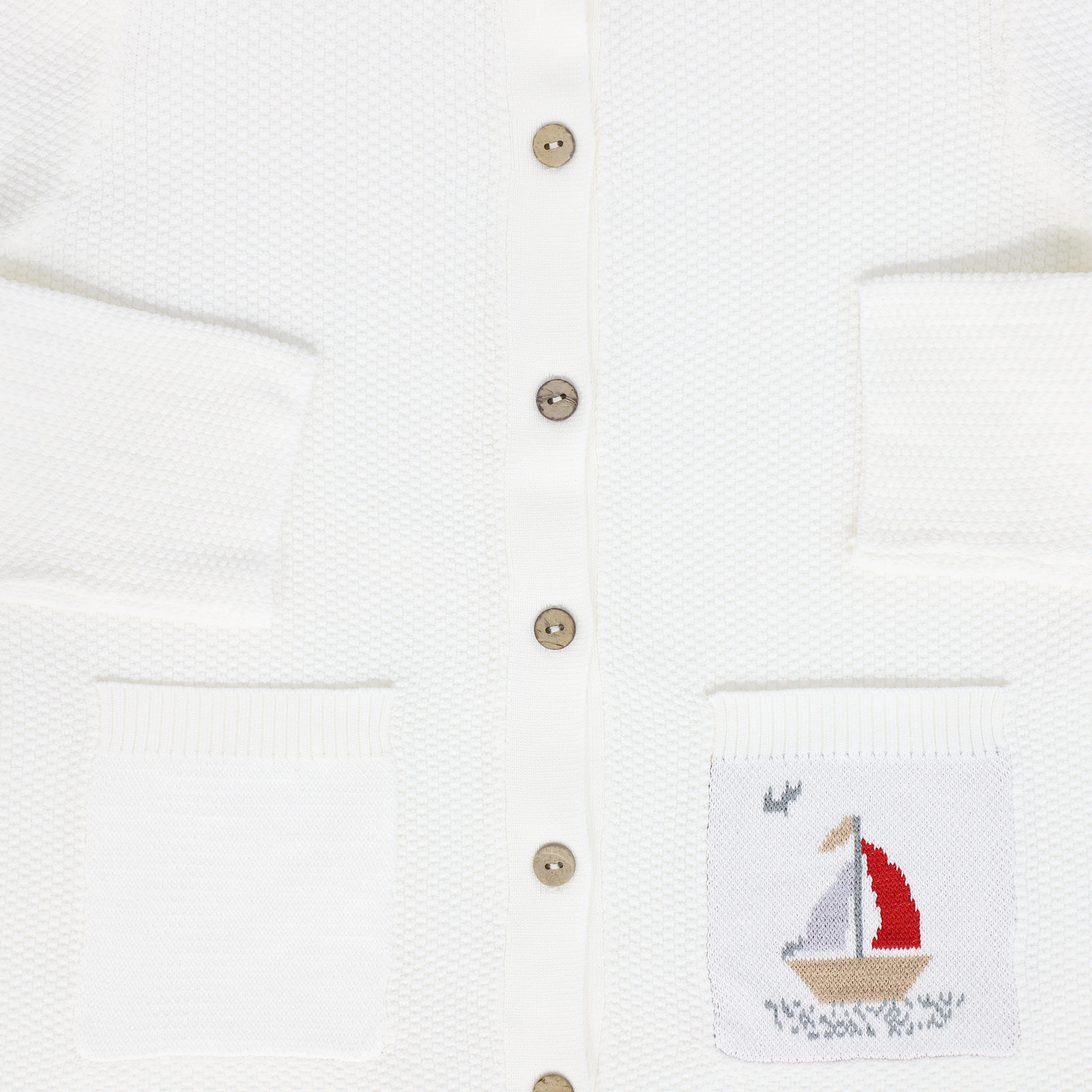 BAMBOO IVORY EMBROIDERED POCKET CARDIGAN [FINAL SALE] - Image 3