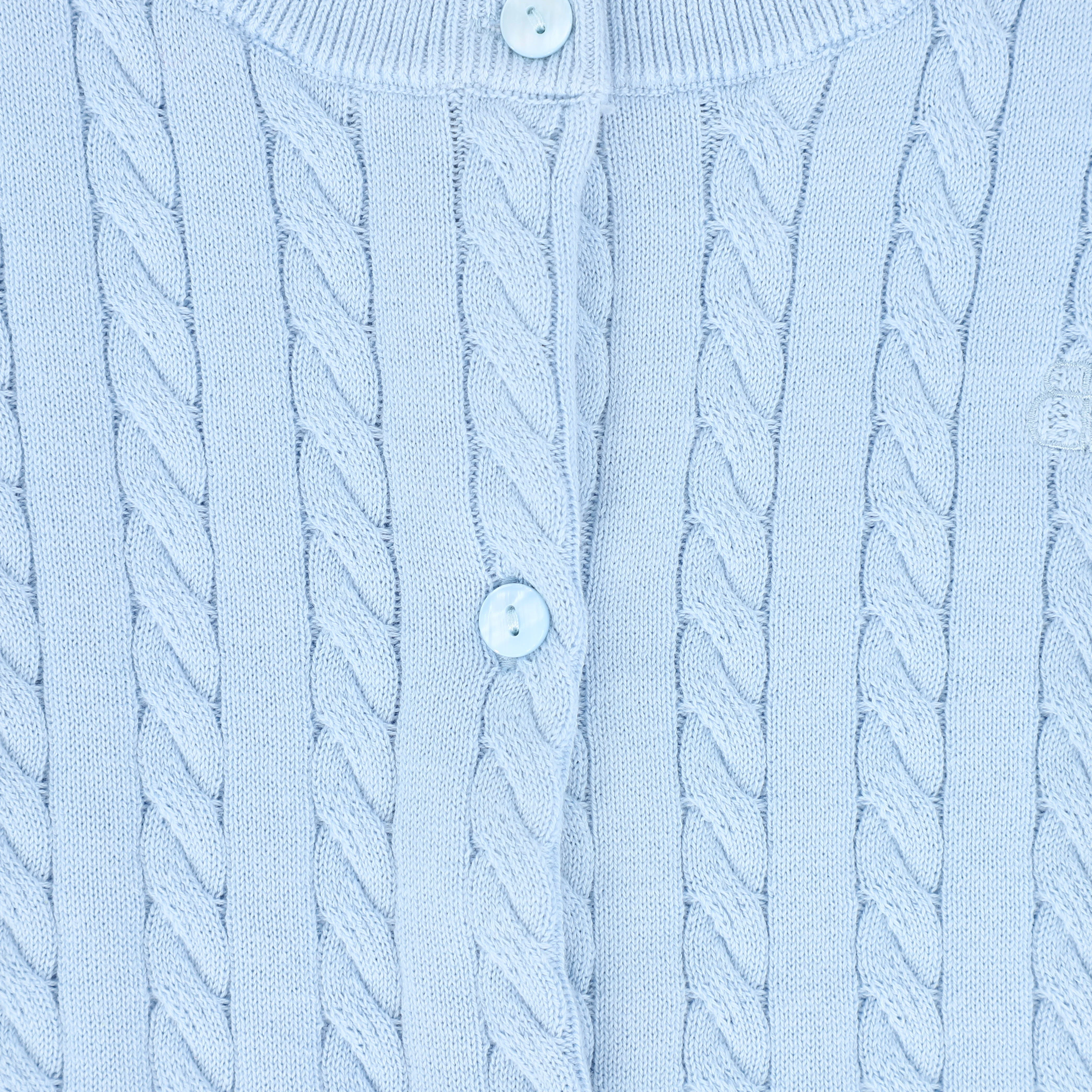 BAMBOO LIGHT BLUE CABLE KNIT BUTTON CARDIGAN [FINAL SALE] - Image 3
