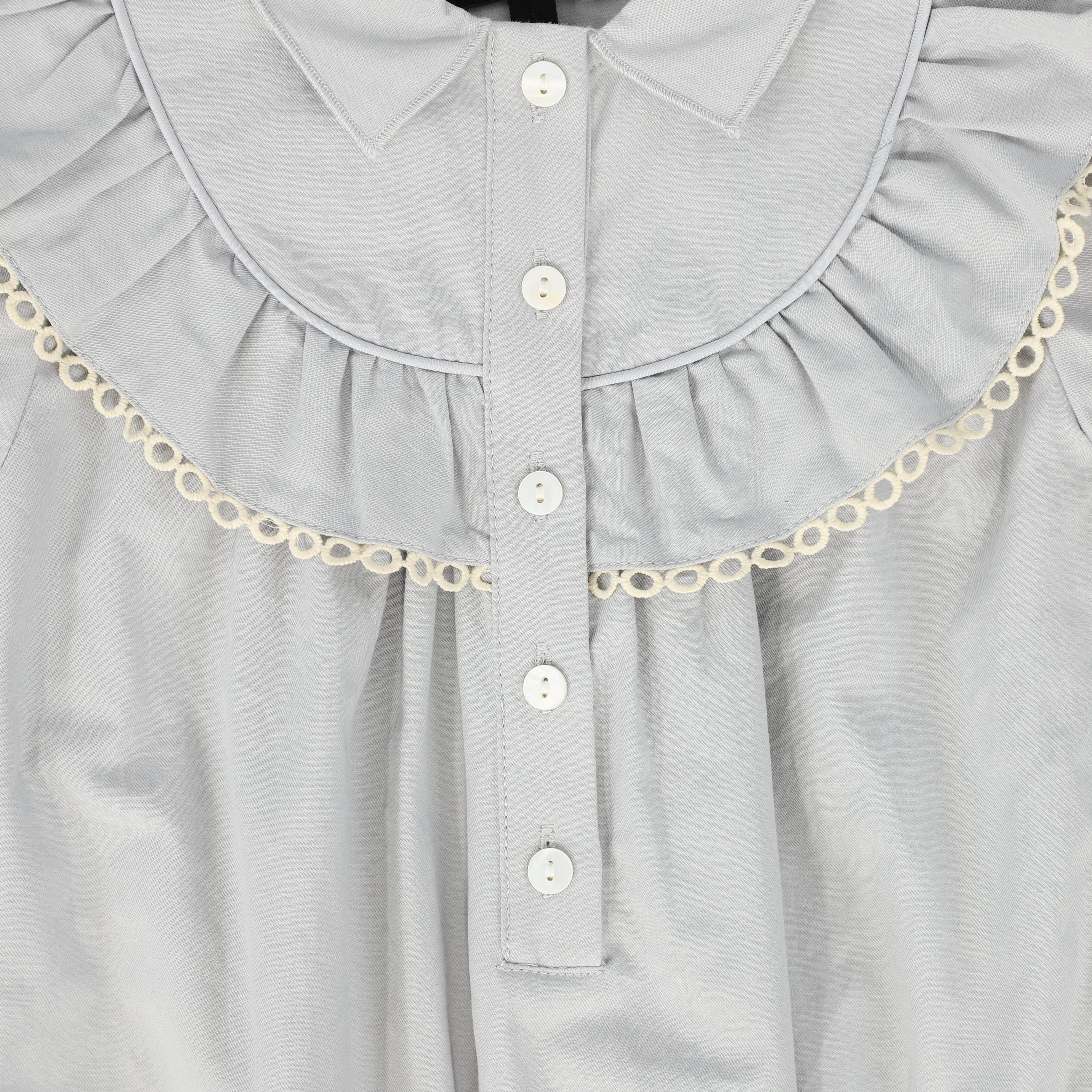 BAMBOO BLUE/GREY LACE TRIM ROMPER [FINAL SALE] - Image 3