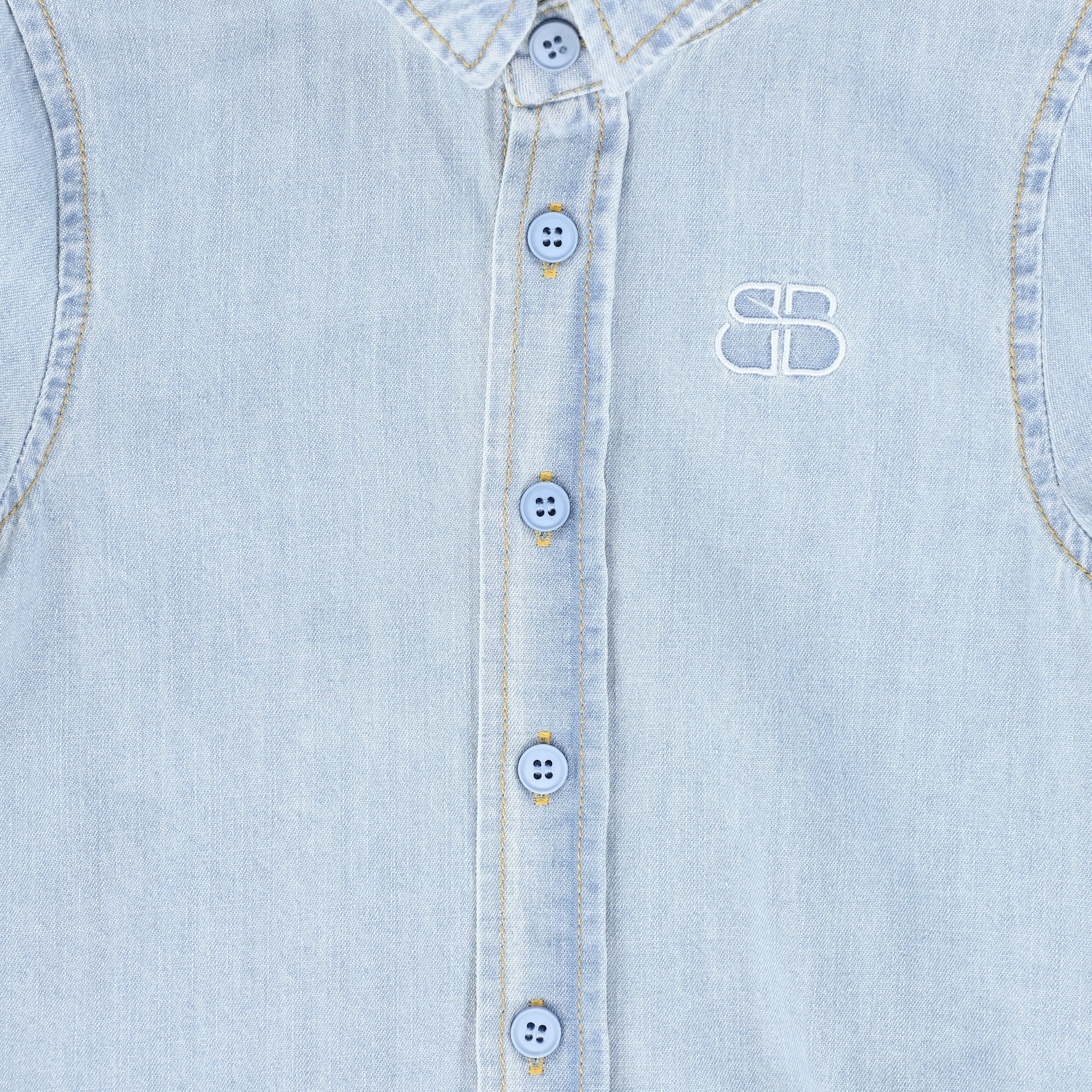 BAMBOO LIGHT BLUE DENIM LOGO SS SHIRT [FINAL SALE] - Image 3