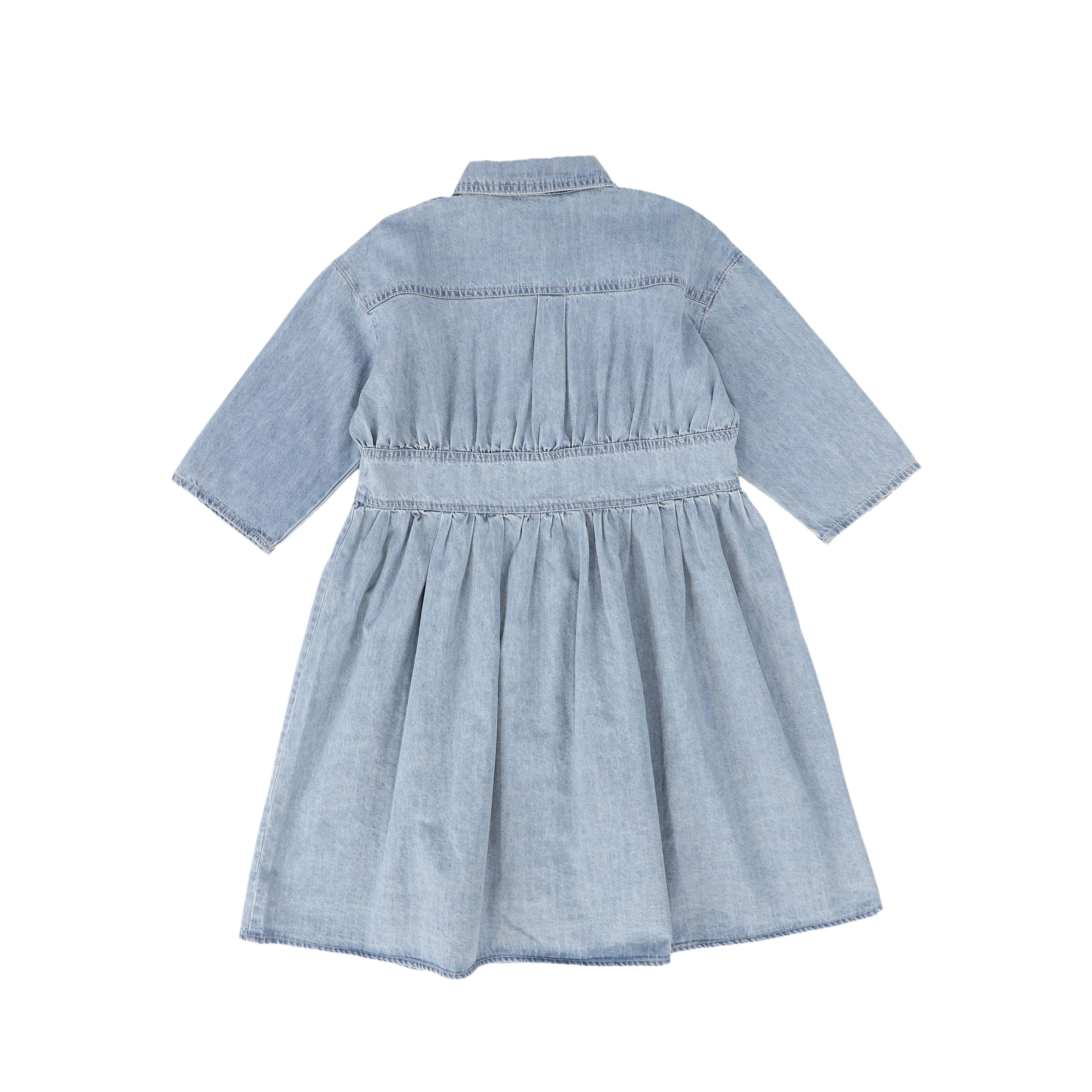 BAMBOO BLUE DENIM WAISTED SHIRT DRESS [FINAL SALE] - Image 2