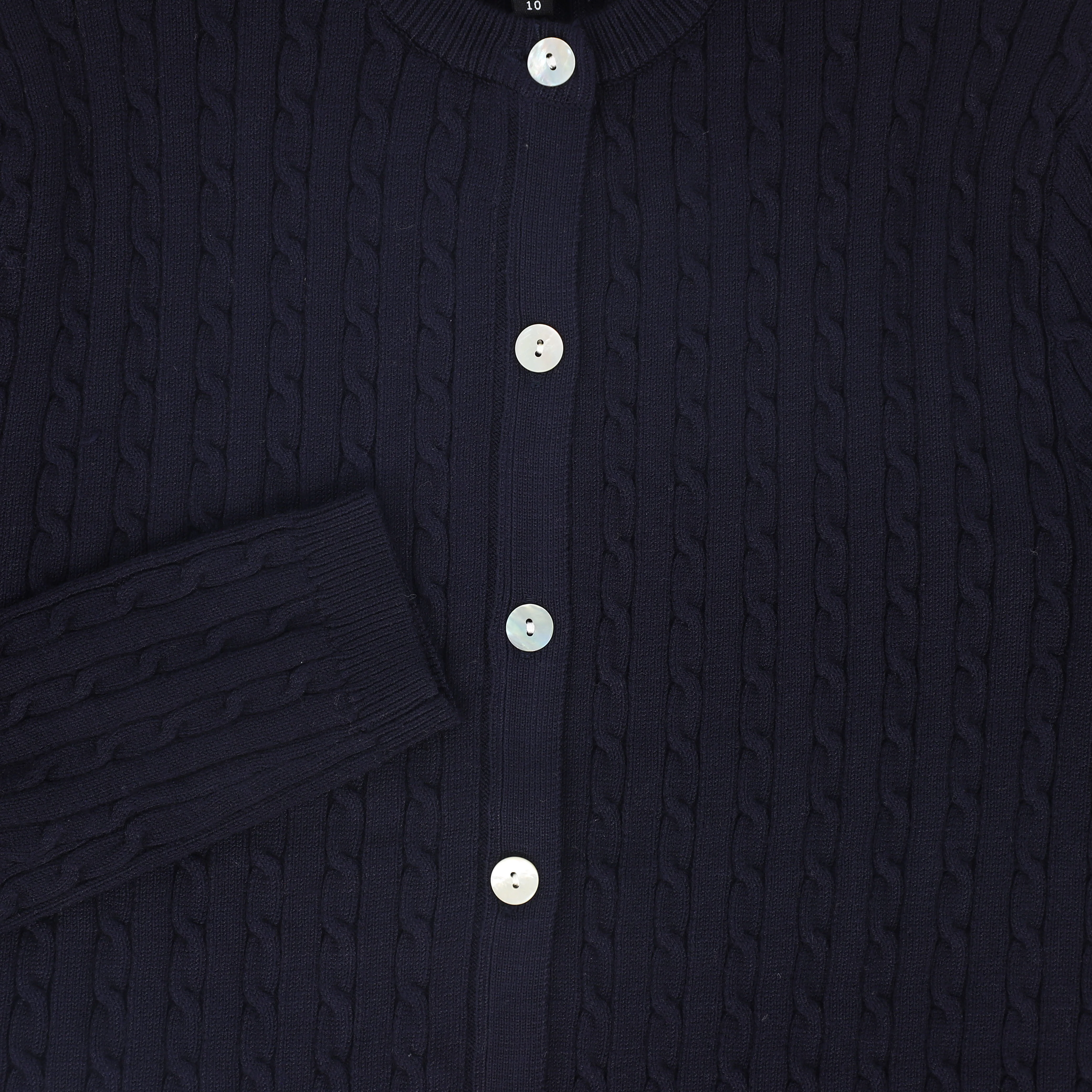 BAMBOO NAVY CABLE KNIT BUTTONED CARDIGAN [FINAL SALE] - Image 3