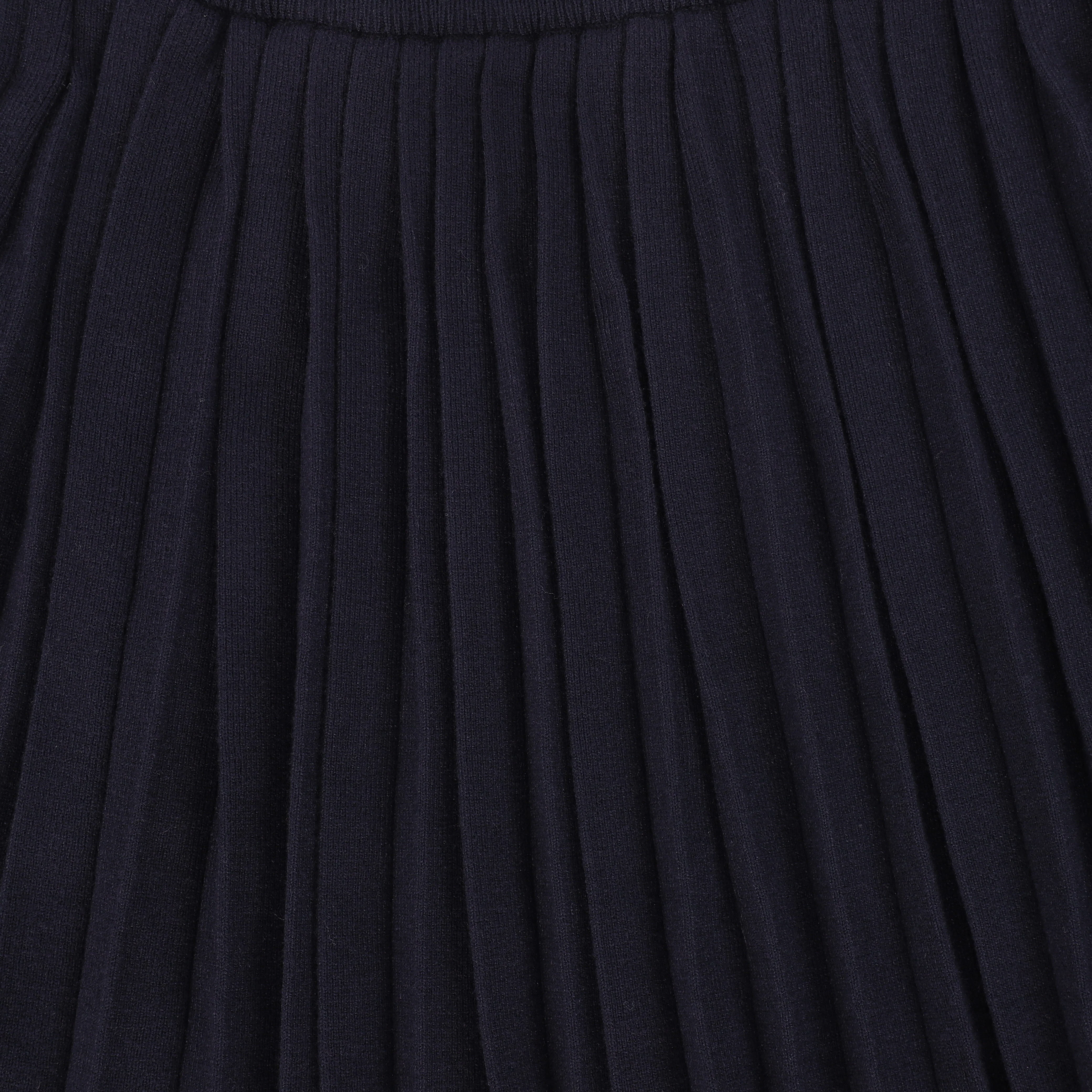 Bamboo Navy Knit Trim Sweater and Pleated Skirt Set [FINAL SALE] - Image 3
