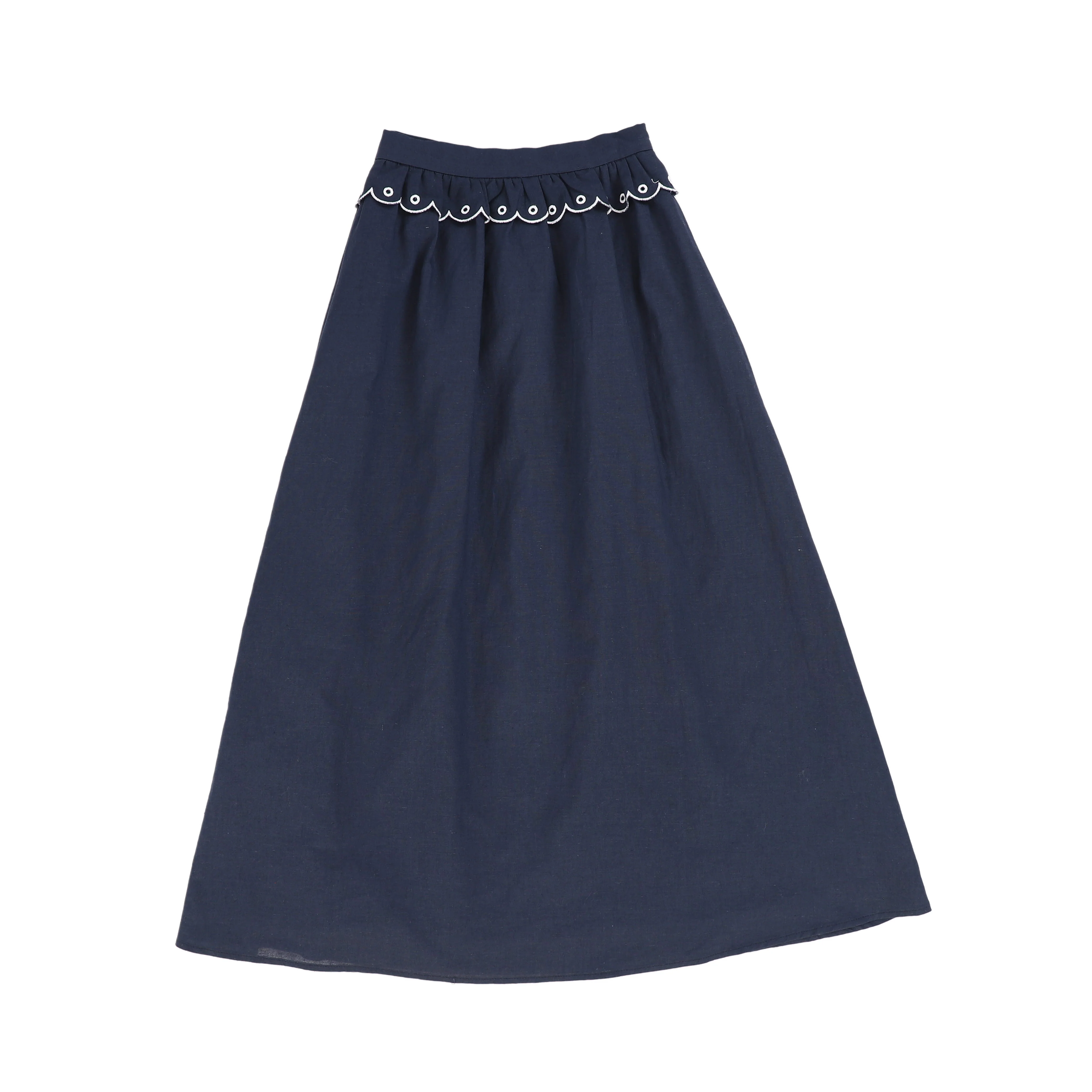 BAMBOO NAVY SCALLOP EYELET SKIRT [FINAL SALE] - Image 2