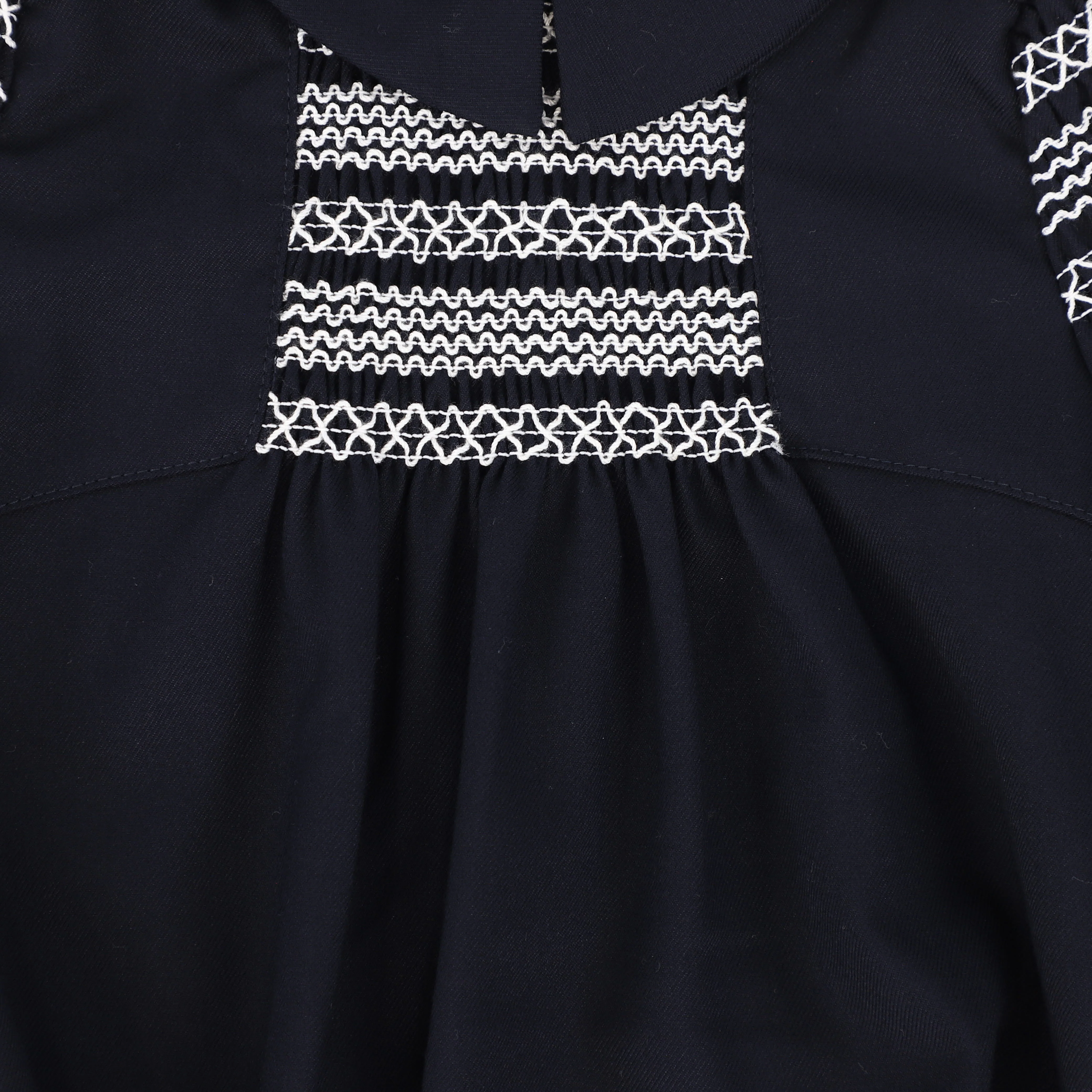 Bamboo Navy Smocked Collar Romper [FINAL SALE] - Image 2