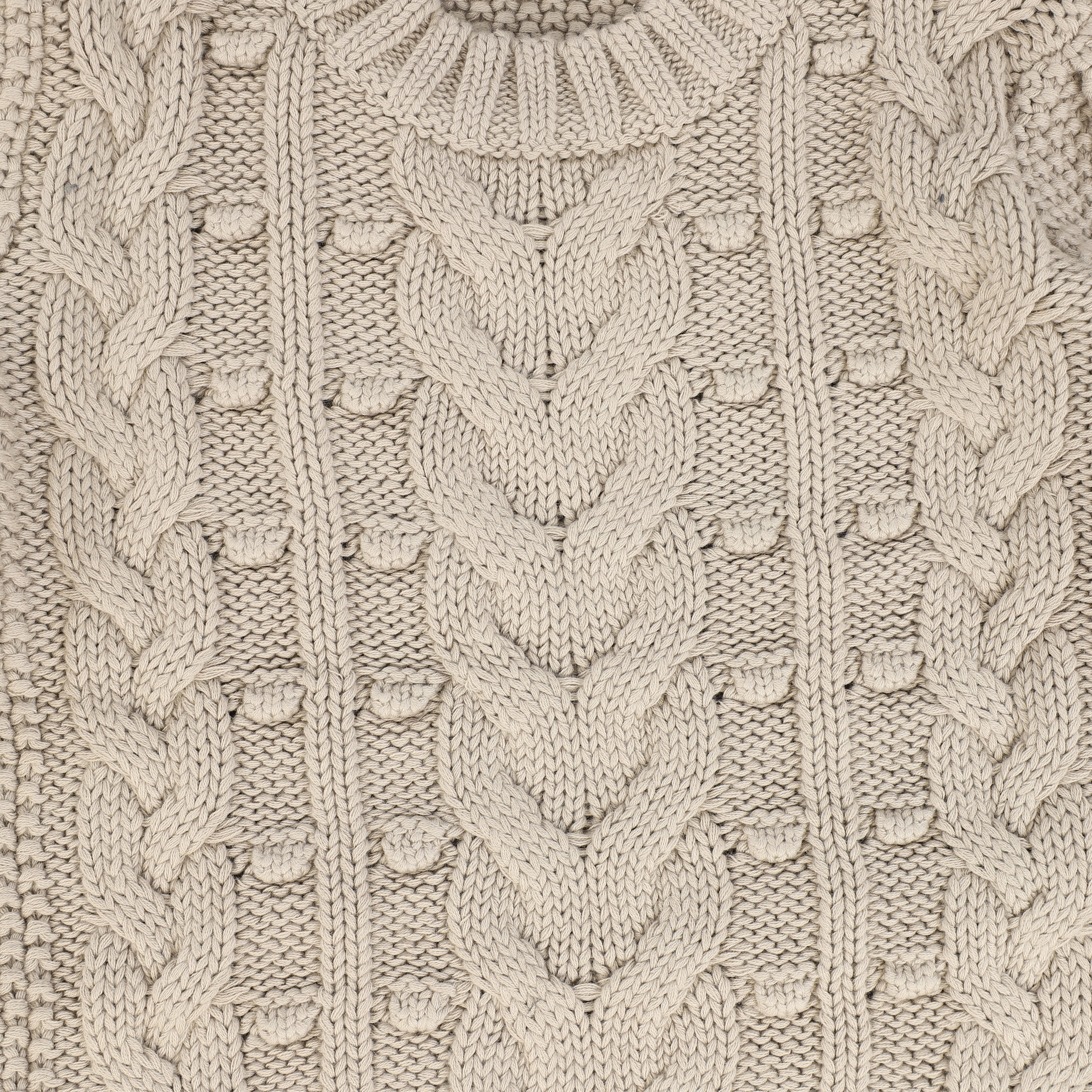 Bamboo Taupe Cable Knit Puff Sleeve Sweater [FINAL SALE] - Image 3
