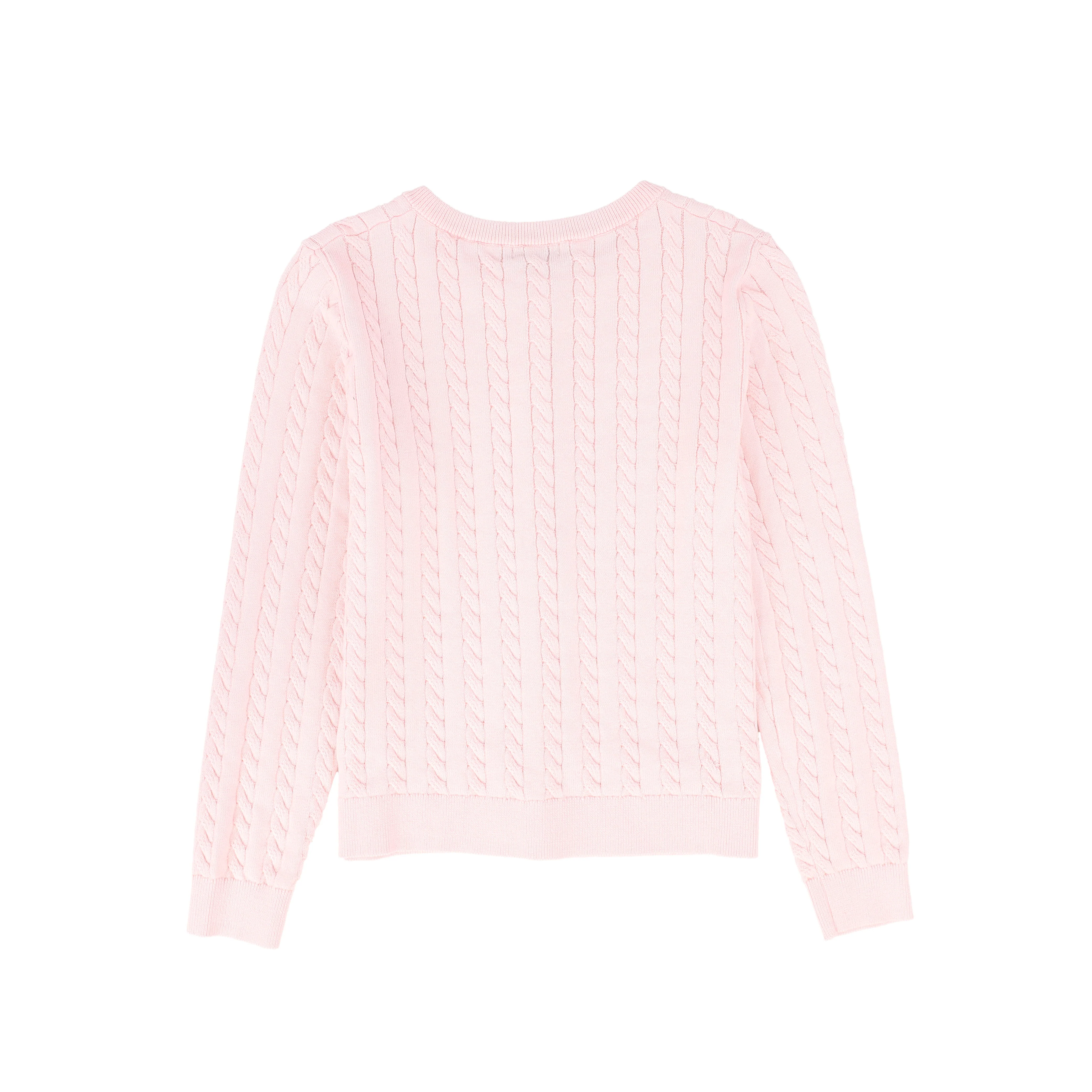BAMBOO PINK CABLE KNIT BUTTON CARDIGAN [FINAL SALE] - Image 2