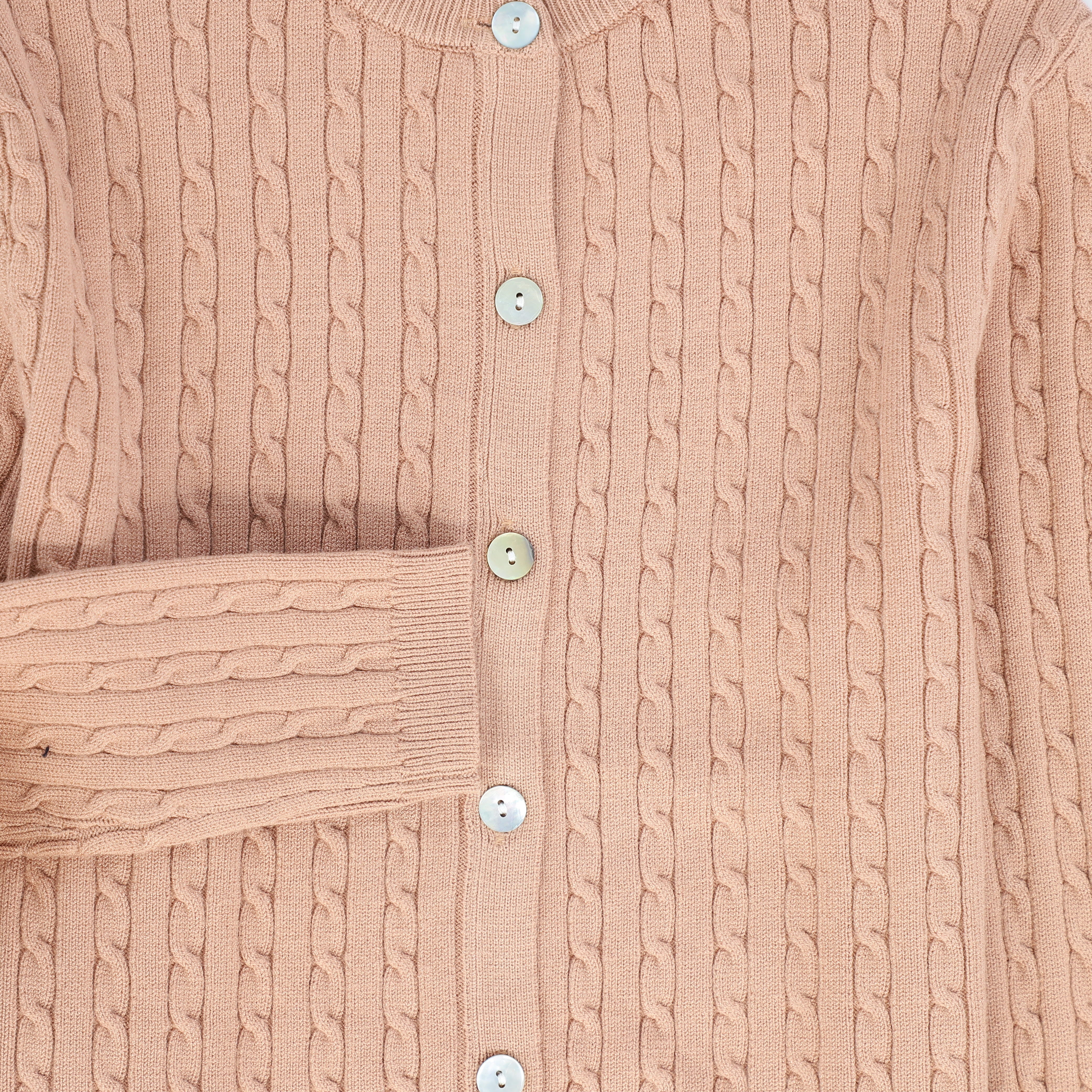 BAMBOO PINK CABLE KNIT BUTTONED CARDIGAN [FINAL SALE] - Image 3