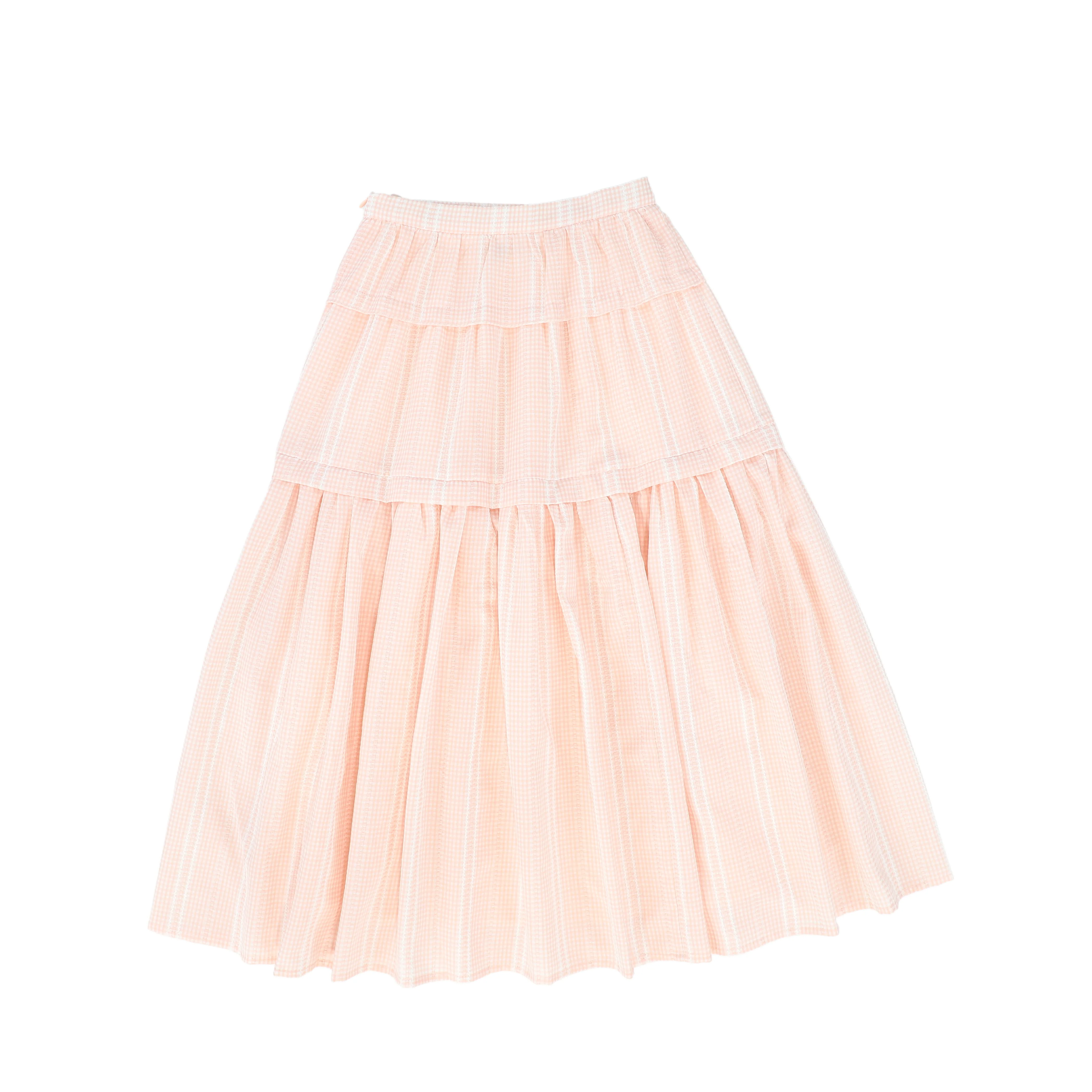 BAMBOO PINK CHECKED TIERED SKIRT [FINAL SALE] - Image 2