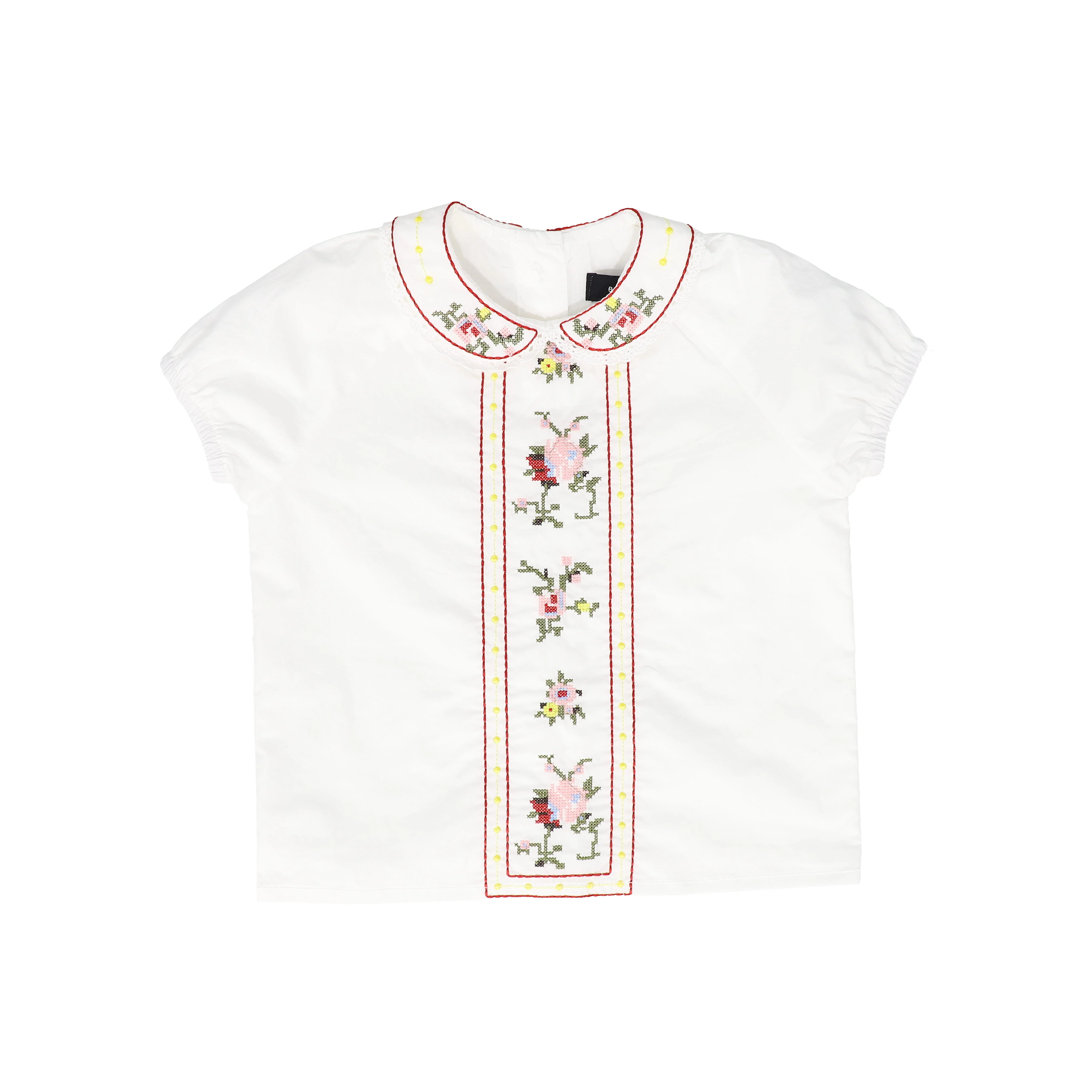 BAMBOO WHITE EMBROIDERED FLOWER TRIM BLOOMER SET [FINAL SALE] - Image 2