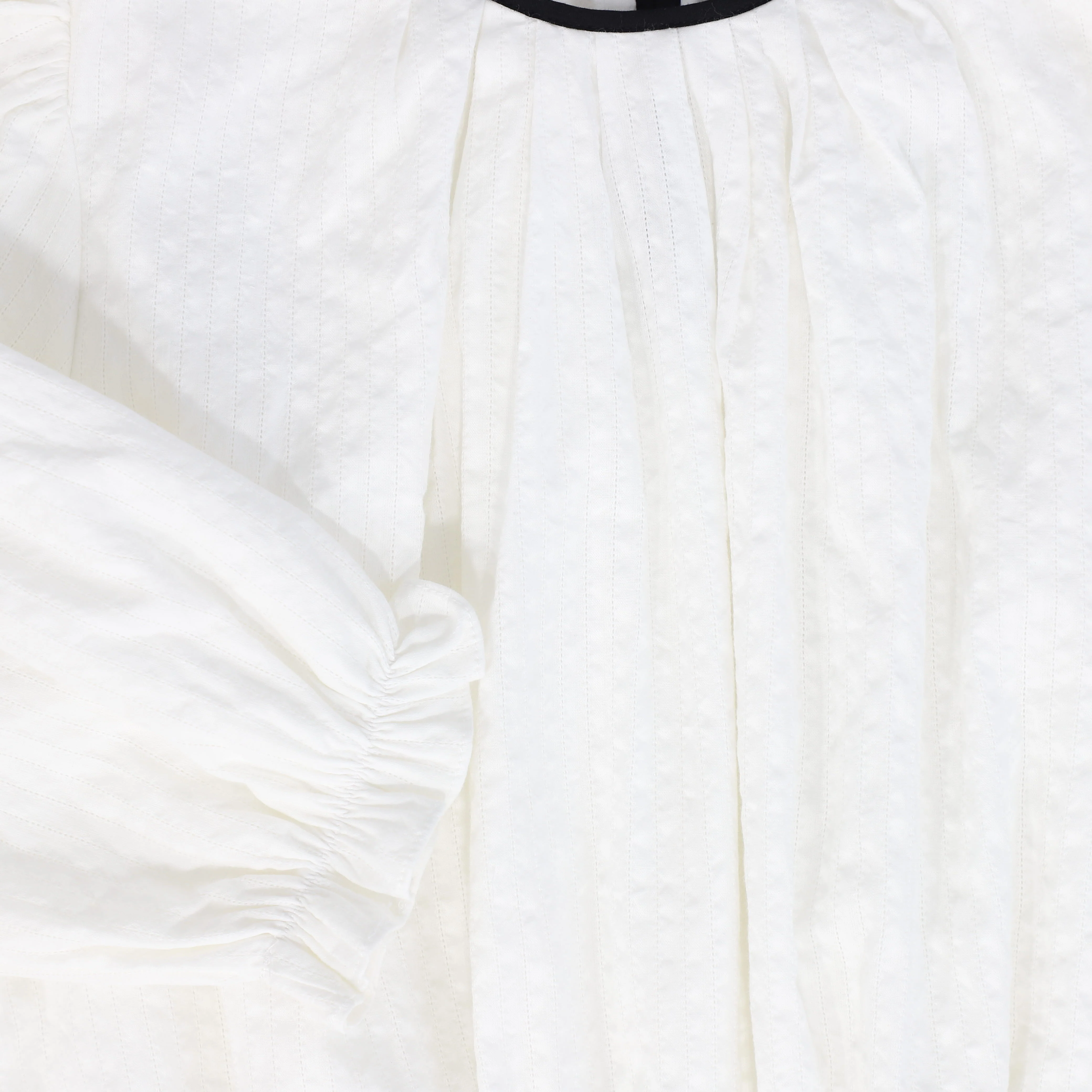 BAMBOO WHITE TEXTURED TRIM PEPLUM BLOUSE [FINAL SALE] - Image 3