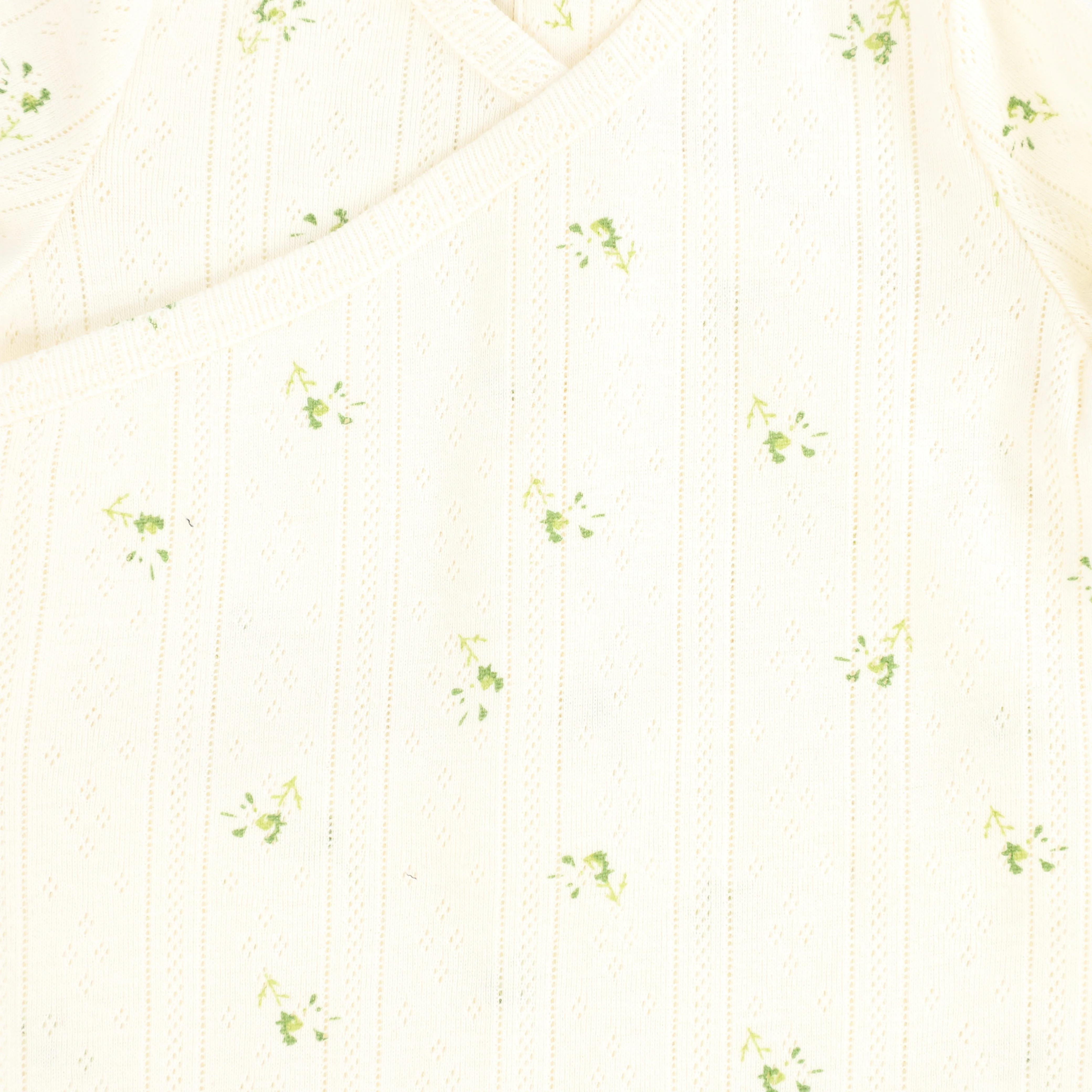 BEBE JOLEE CREAM/GREEN POINTELLE FLORAL FOOTIE - Image 2