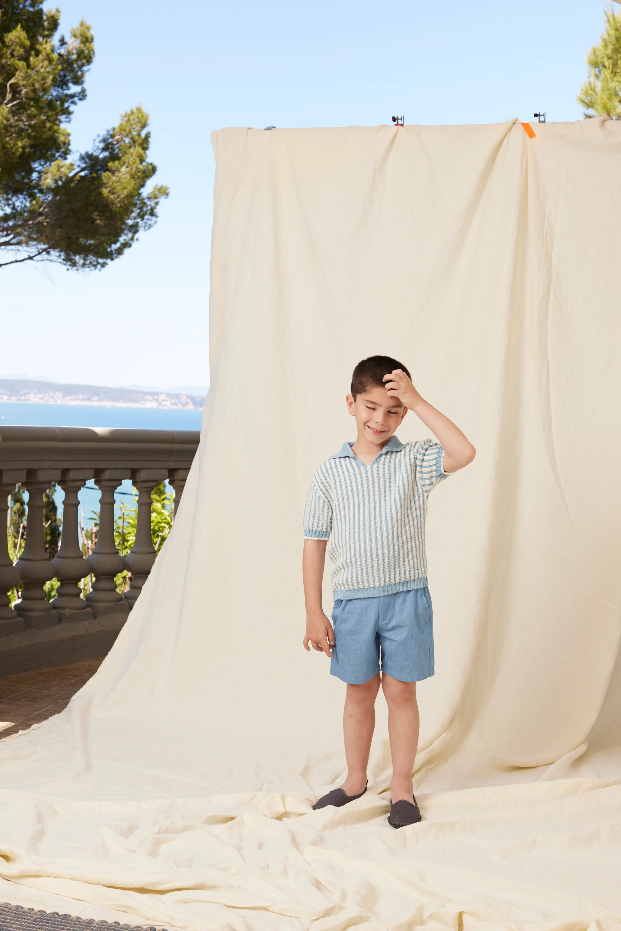 BEBE ORGANIC CREAM/BLUE STRIPED POLO [FINAL SALE] - Image 2